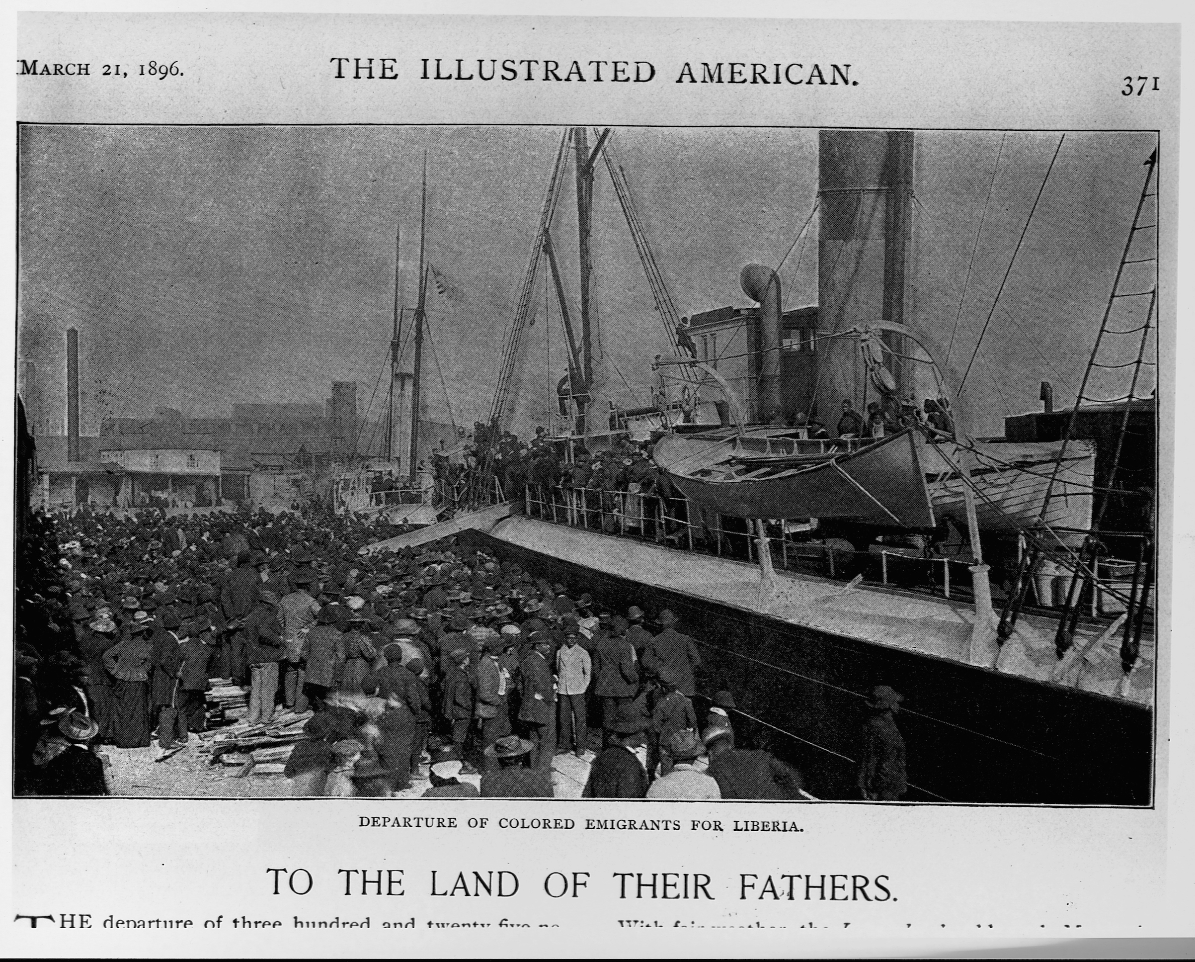African-American emigrants depart for Liberia on the steamship Laurada, Savannah, Ga., March 1, 1896. (Library of Congress/Corbis/VCG via Getty Images)