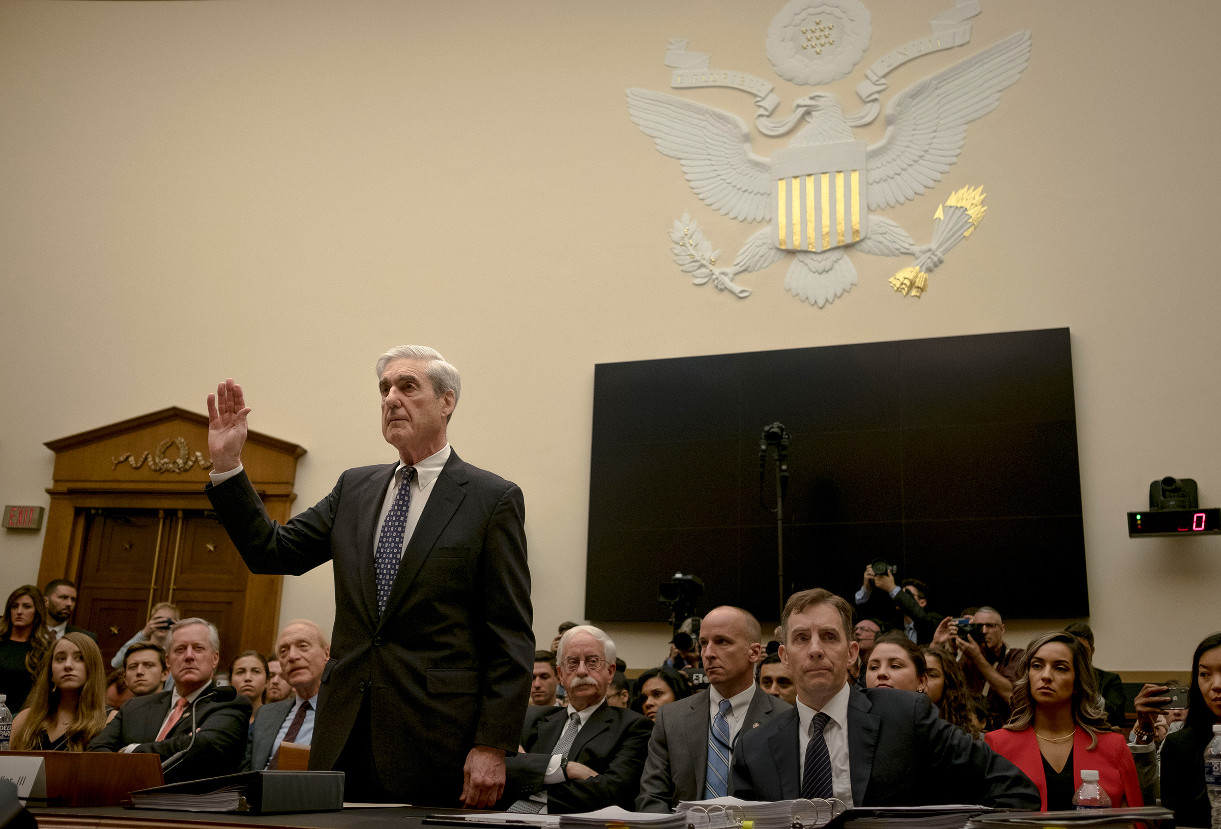 Mueller is sworn in before the House Judiciary Committee. (Gabriella Demczuk for TIME)