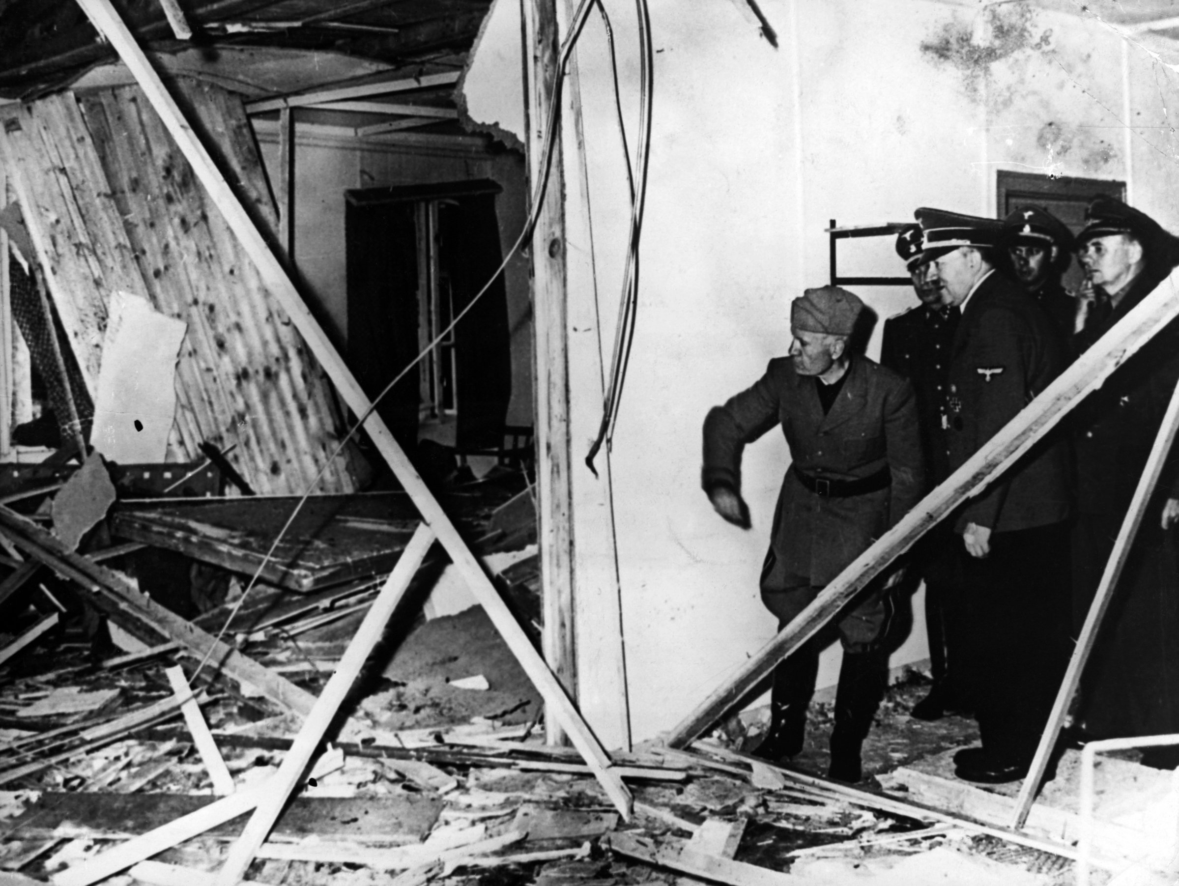Hitler and Mussolini at Bombed Headquarters