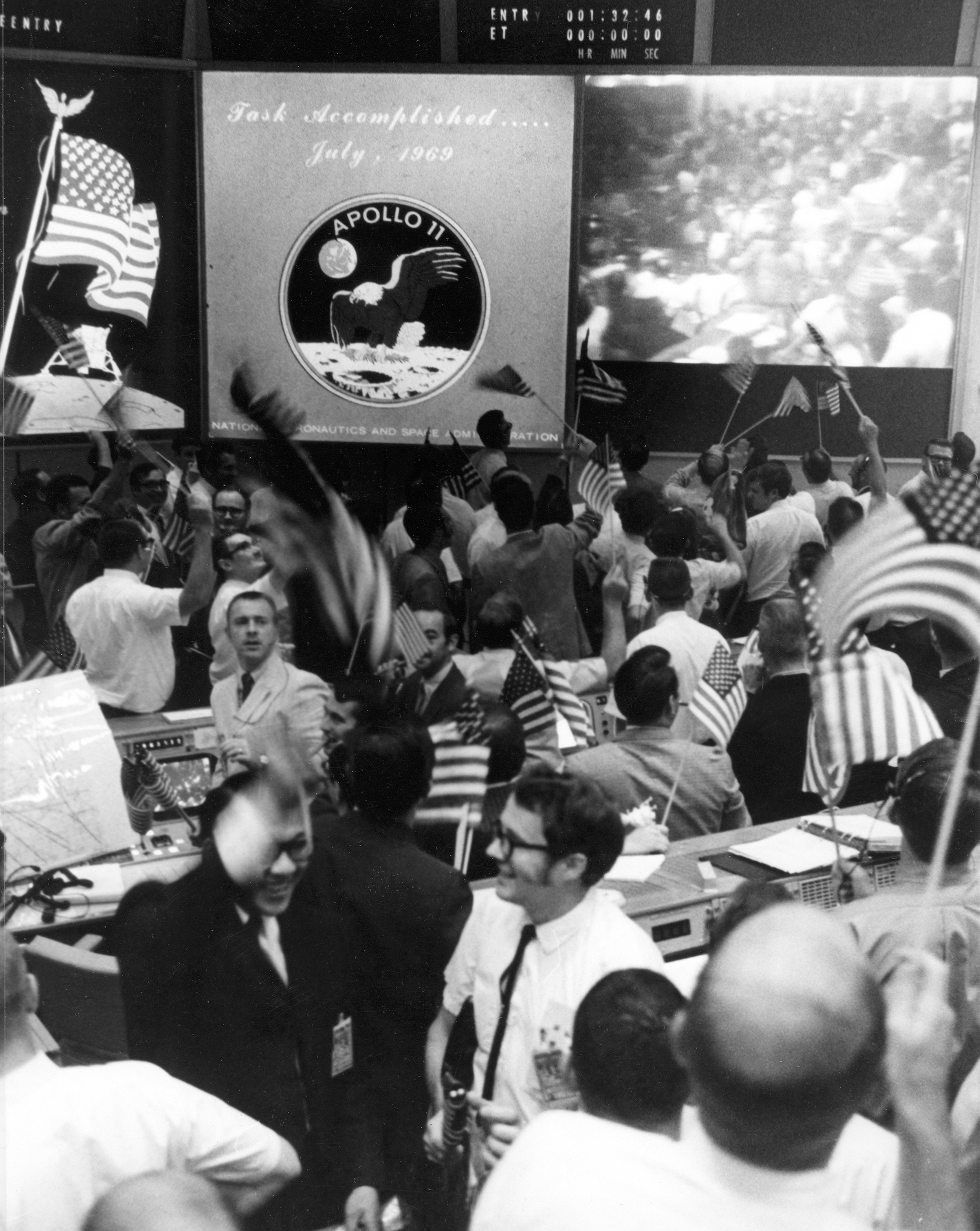 Mission Control Celebrates the Conclusion of the Apollo 11 Lunar Landing Mission