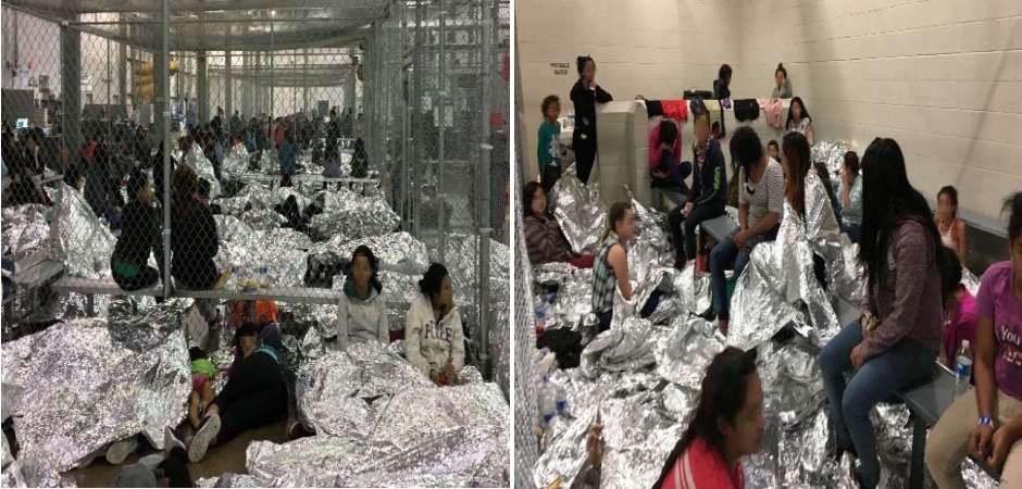 Overcrowding of families observed by OIG on June 11, 2019, at Border Patrol's McAllen, Texas, Centralized Processing Center. (Department of Homeland Security Office of the Inspector General)