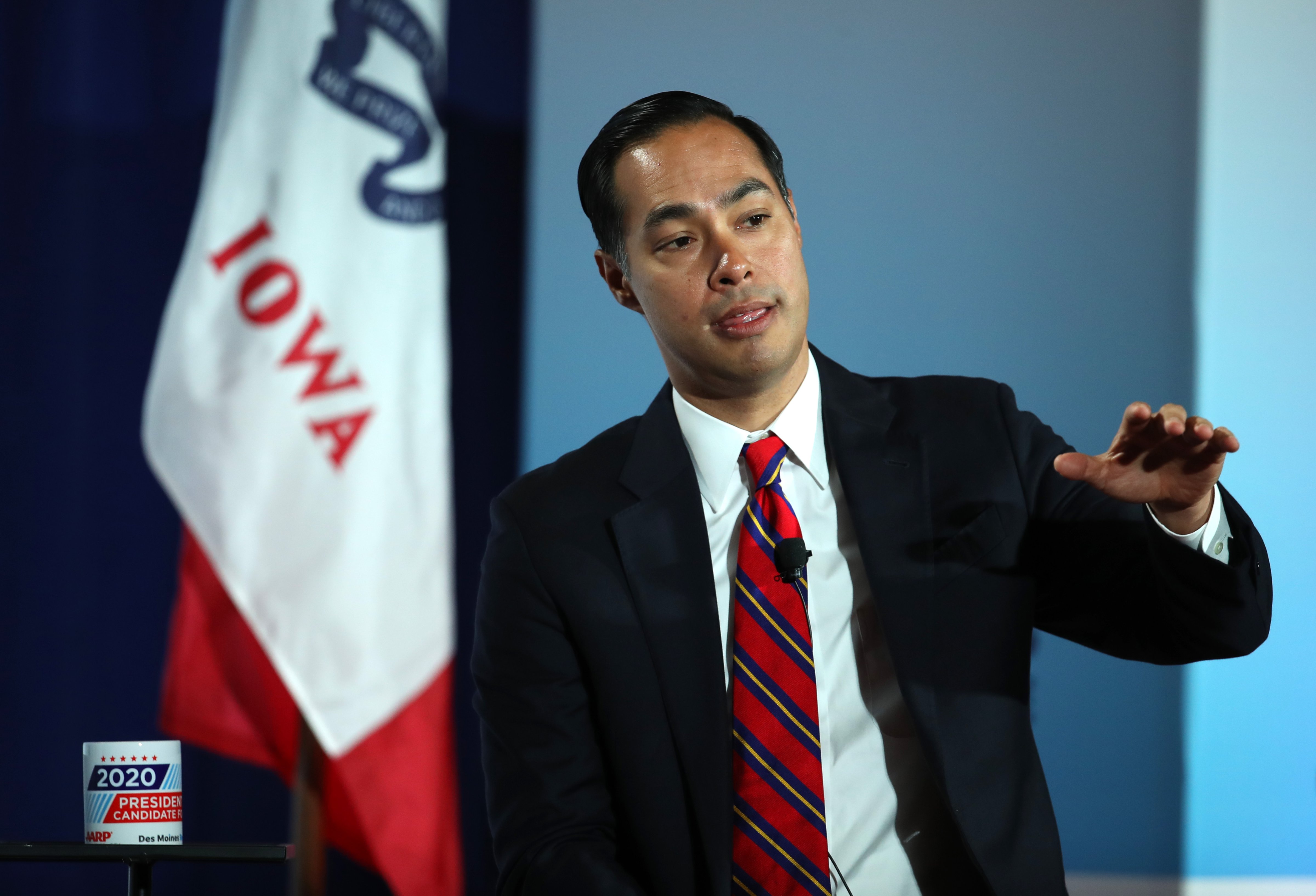 Democratic presidential candidate former U.S. Secretary of Housing and Urban Development Julian Castro speaks during the AARP and The Des Moines Register Iowa Presidential Candidate Forum on July 16, 2019 in Bettendorf, Iowa. (Justin Sullivan—Getty Images)