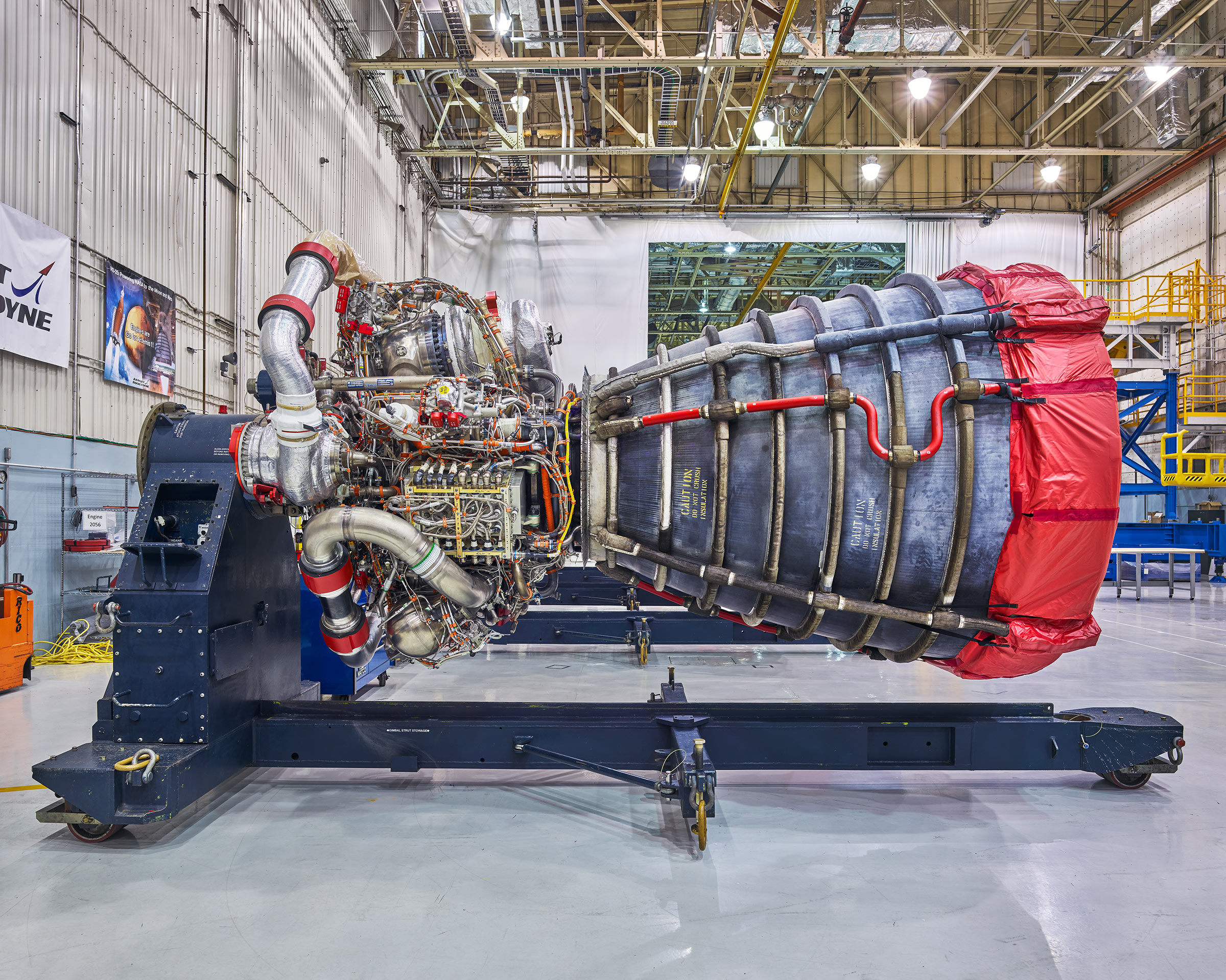 One of the four engines that will be used, along with two solid rocket boosters, to launch NASA’s moon rocket and ascend it into space (Christopher Payne for TIME)