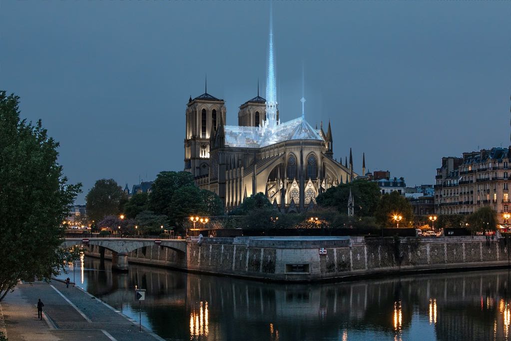 A rendering of Eight Inc.'s proposal for rebuilding Notre Dame Cathedral. (Eight Inc. -)