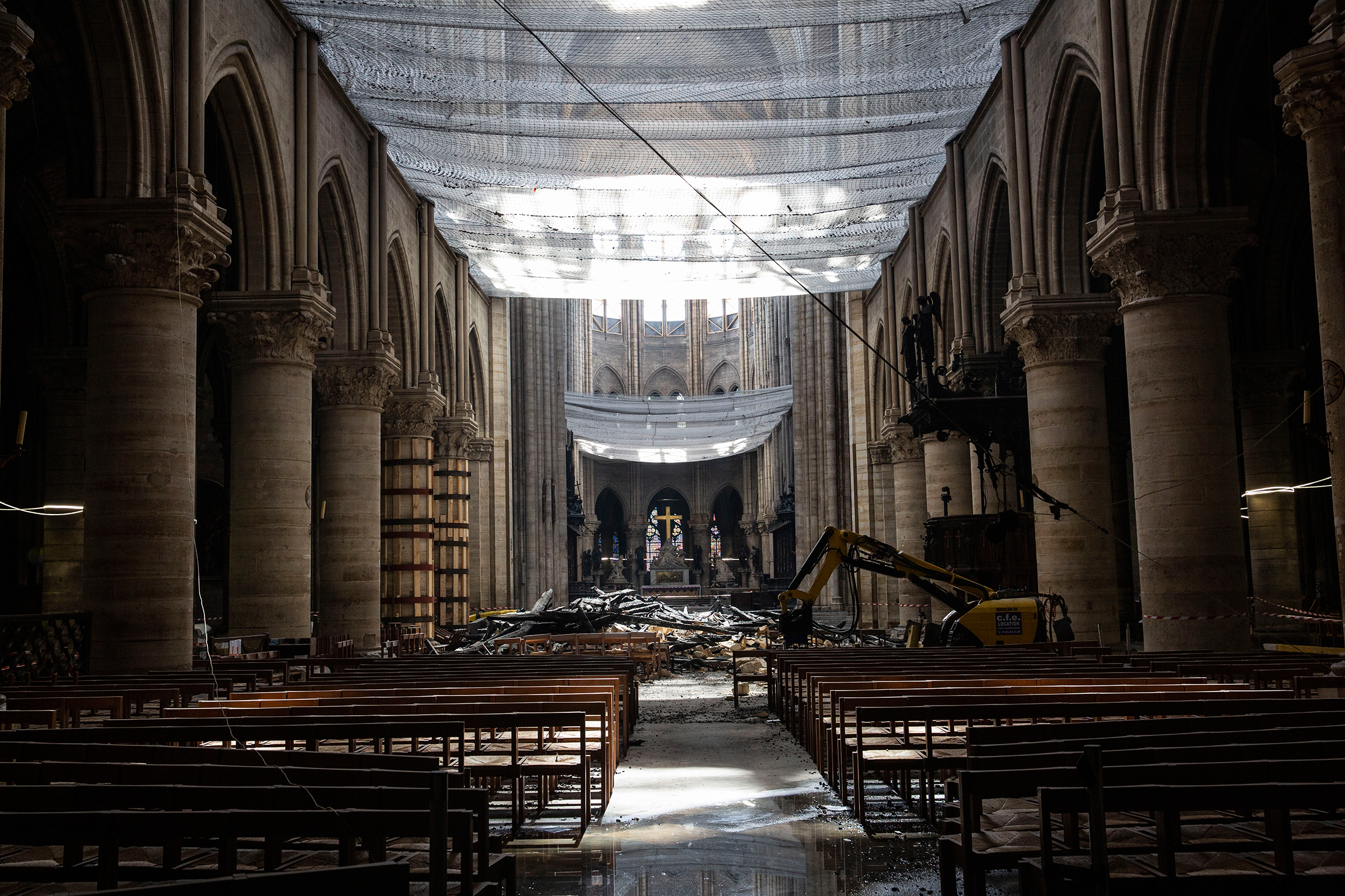 Before reconstruction can begin, the remaining rubble must be removed. The structure of the cathedral is being assessed to avoid any further collapse. (Patrick Zachmann—Magnum Photos for TIME)