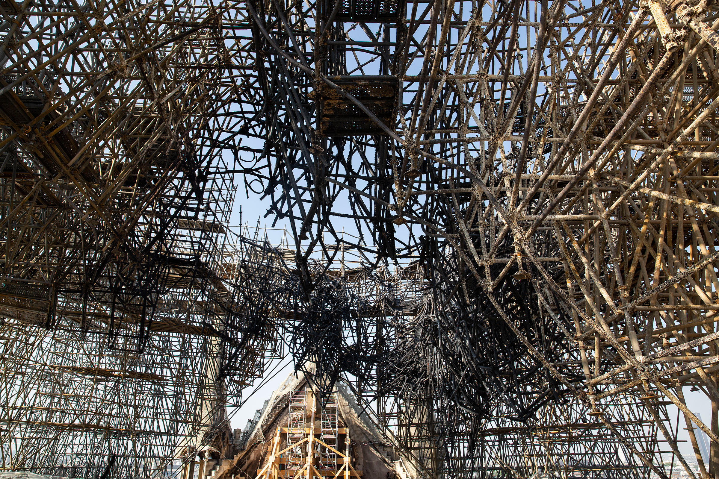 Much of the roof’s frame is now just a giant tangle of molten lead. (Patrick Zachmann—Magnum Photos for TIME)