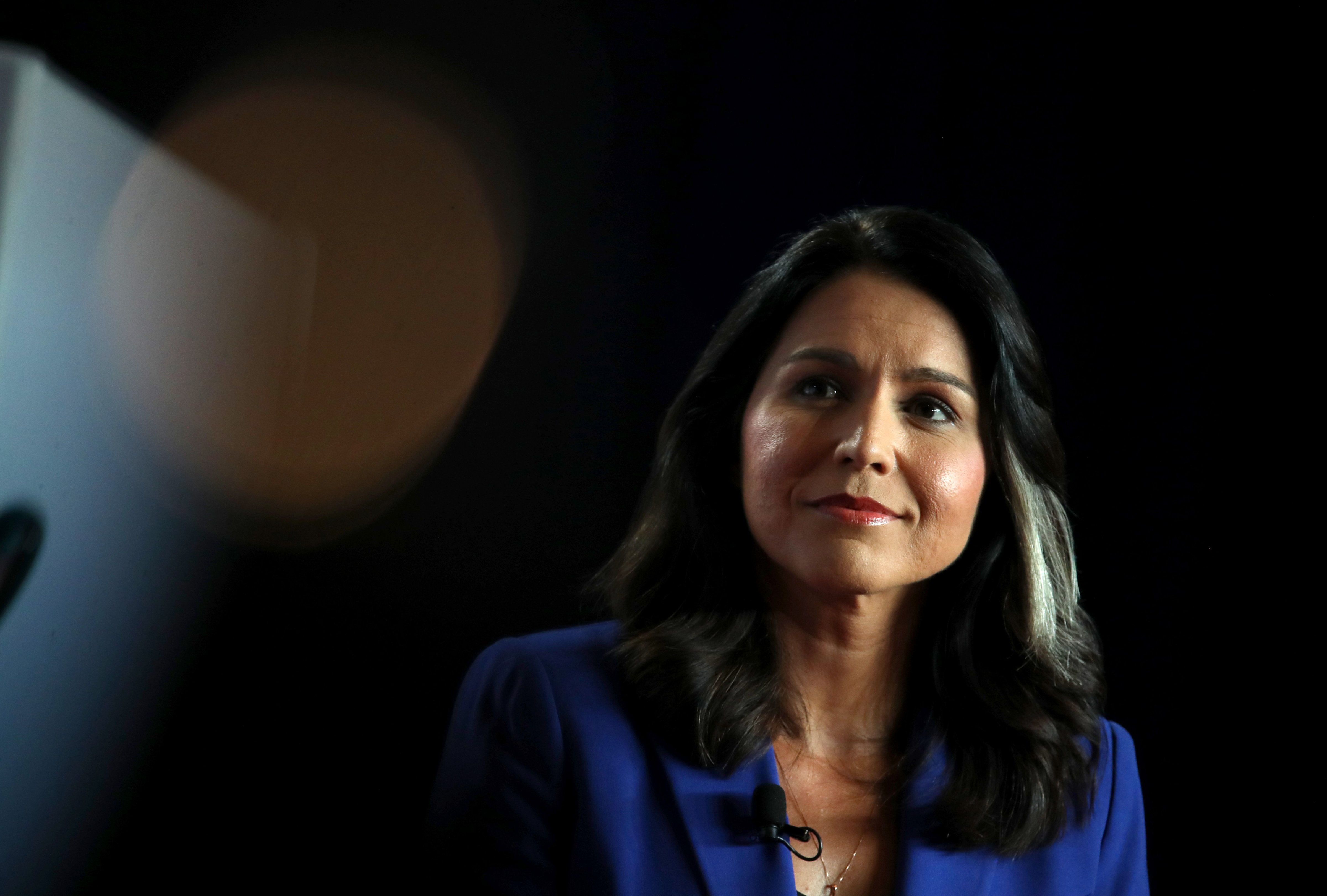 Democratic presidential candidate U.S. Rep. Tulsi Gabbard (D-HI) speaks during the AARP and The Des Moines Register Iowa Presidential Candidate Forum on July 17, 2019 in Cedar Rapids, Iowa. (Justin Sullivan—Getty Images)