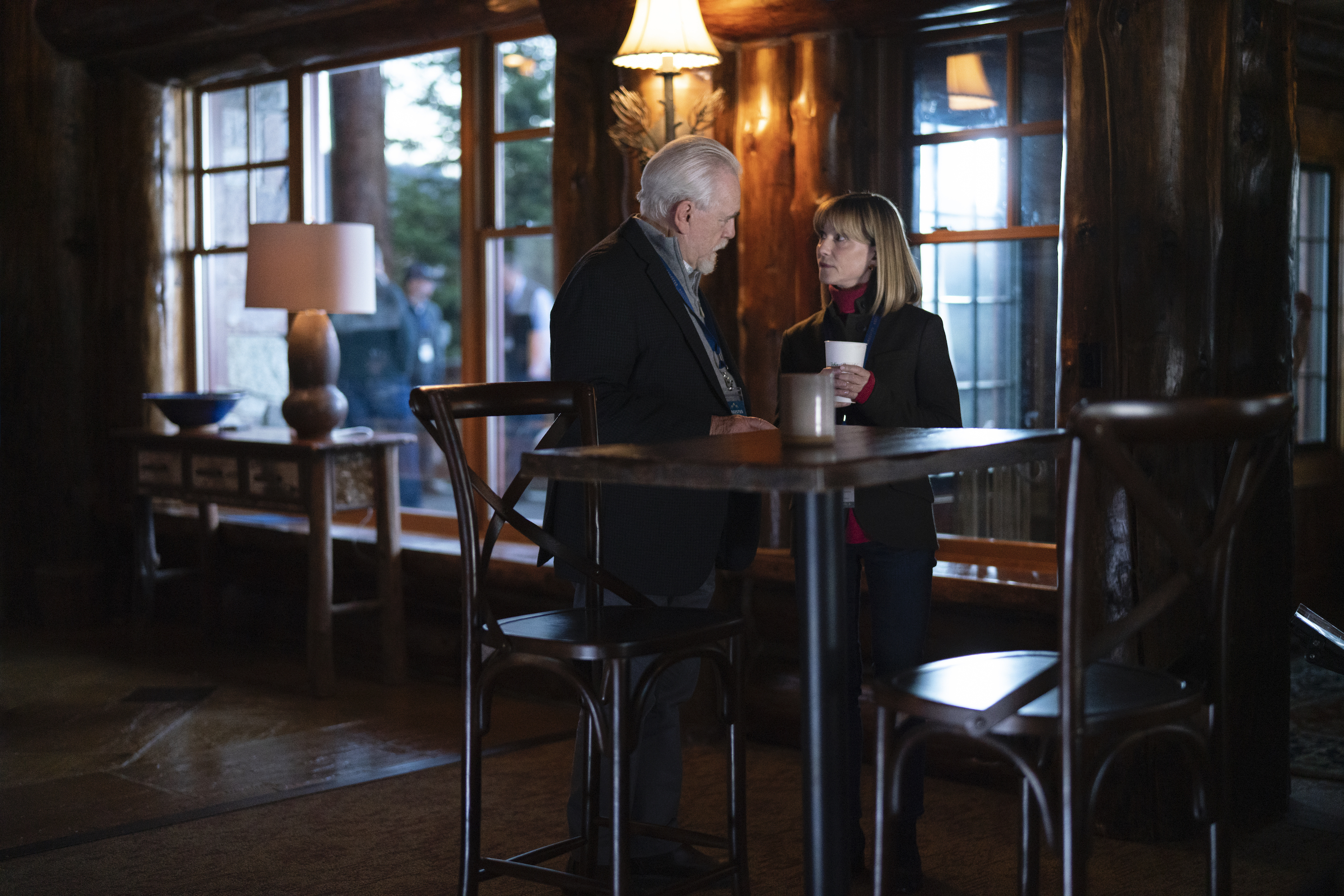 Brian Cox, left, with Holly Hunter in "Succession" (Peter Kramer/HBO)