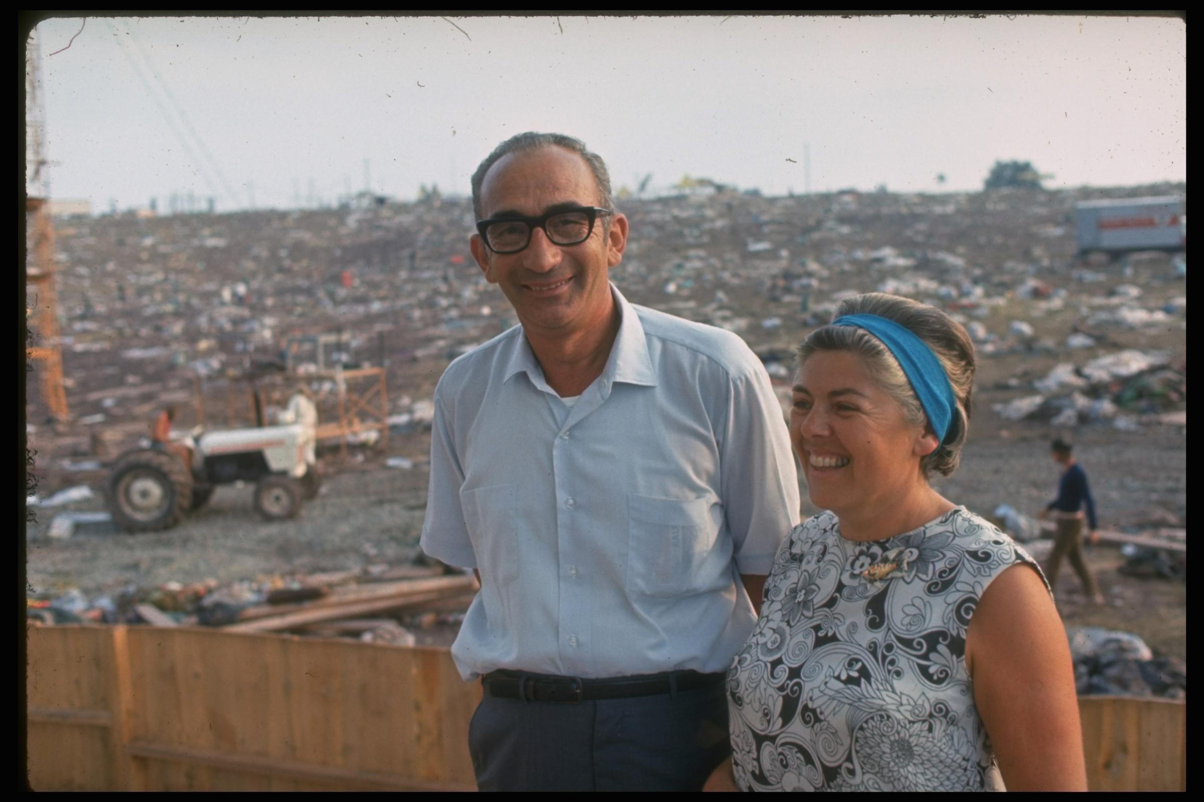 Max and Miriam Yasgur on their land after the Woodstock Music &amp; Art Fair.