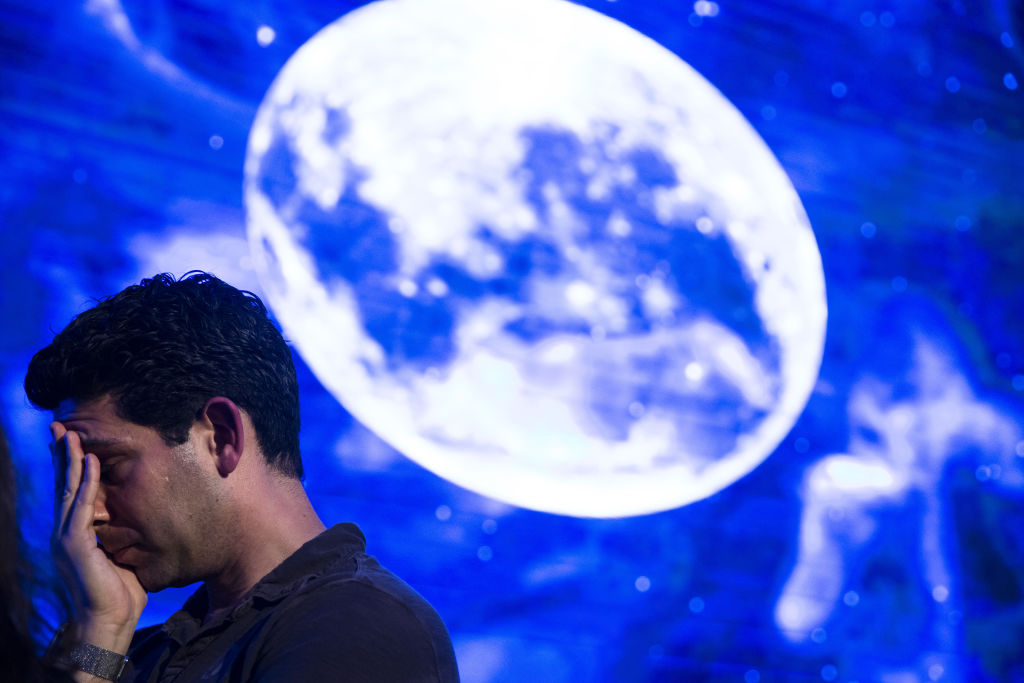 People Watch A Live Transmission Of Beresheet, Israel's First Unmanned Lunar Lander