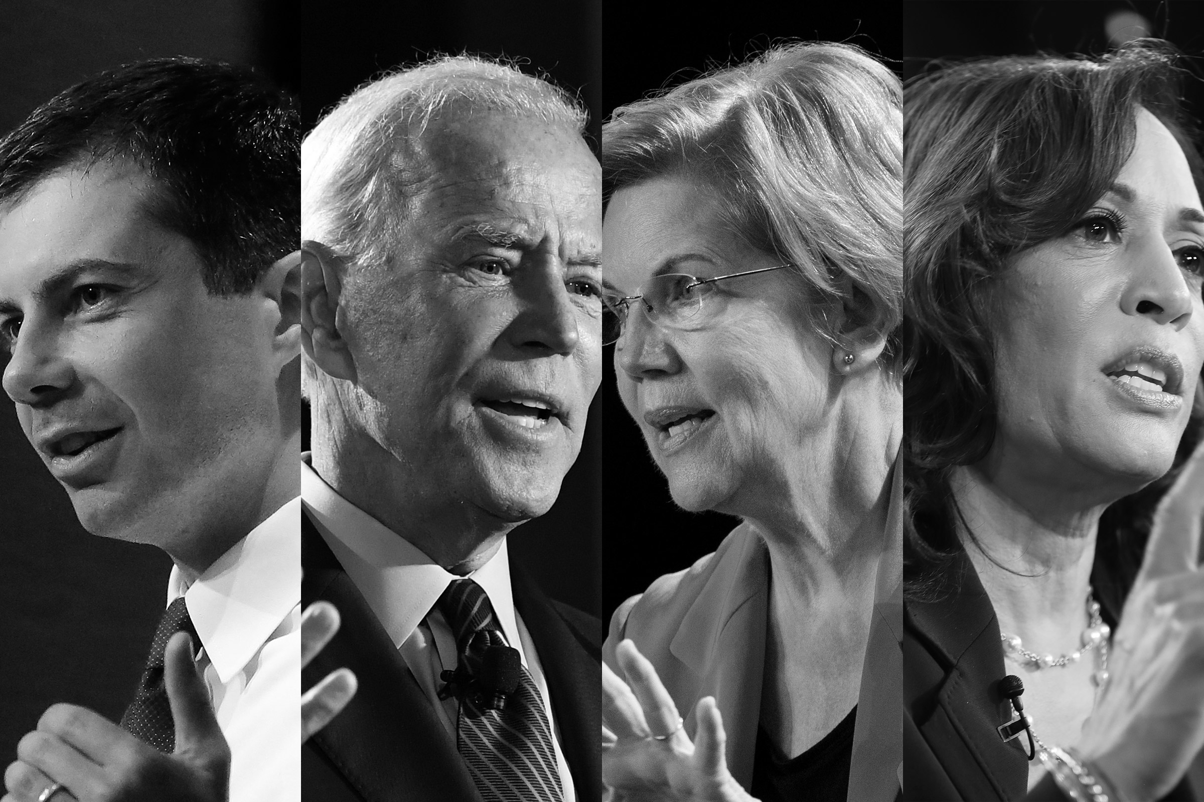South Bend, Ind., Mayor Pete Buttigieg; Former Vice President Joe Biden;  Mass. Sen. Elizabeth Warren; Calif. Sen. Kamala Harris (Getty Images (4))