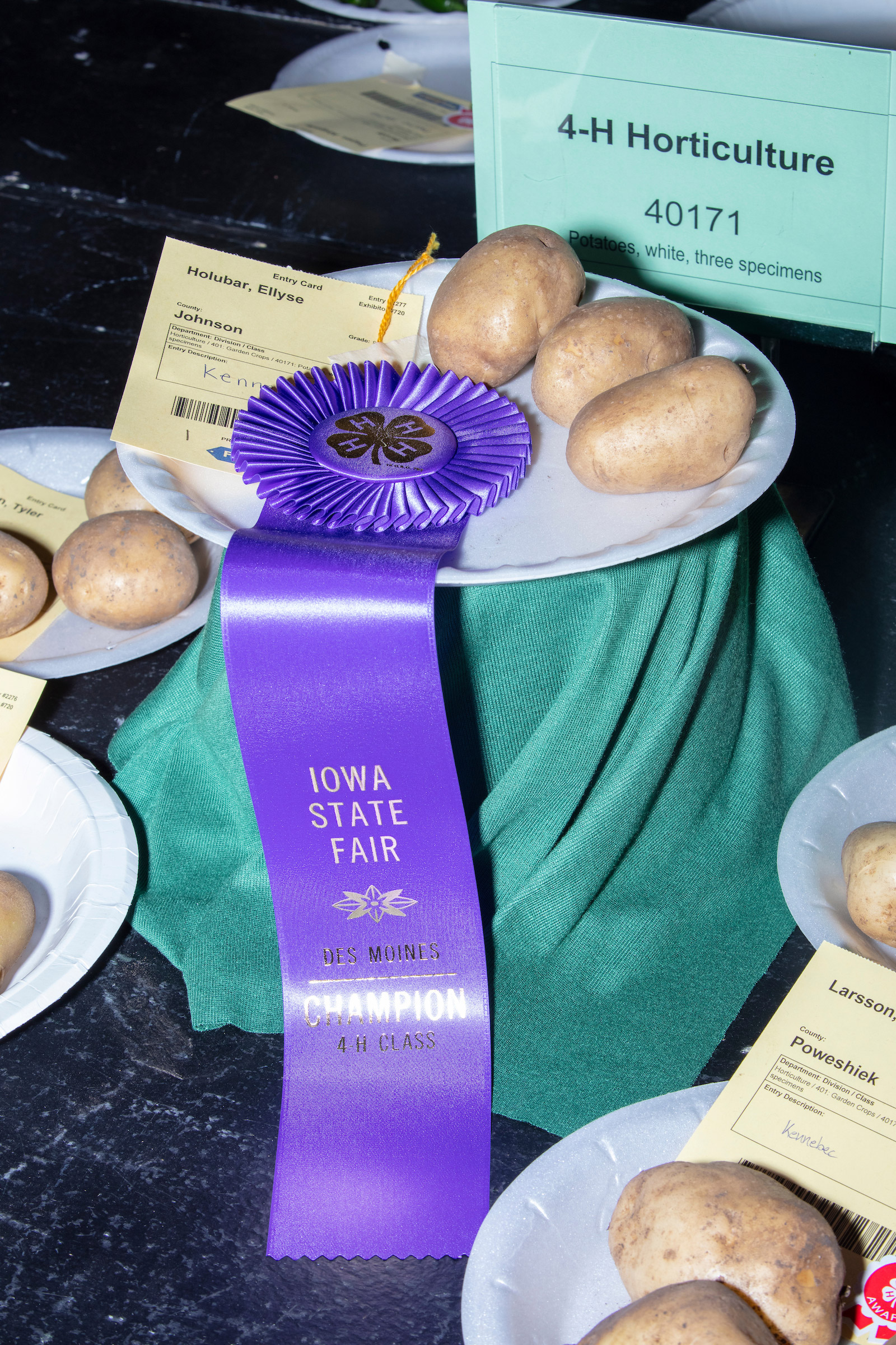 Champion potatoes were on display in the Agriculture Building at the Iowa State Fair on Sat., Aug. 10, 2019.