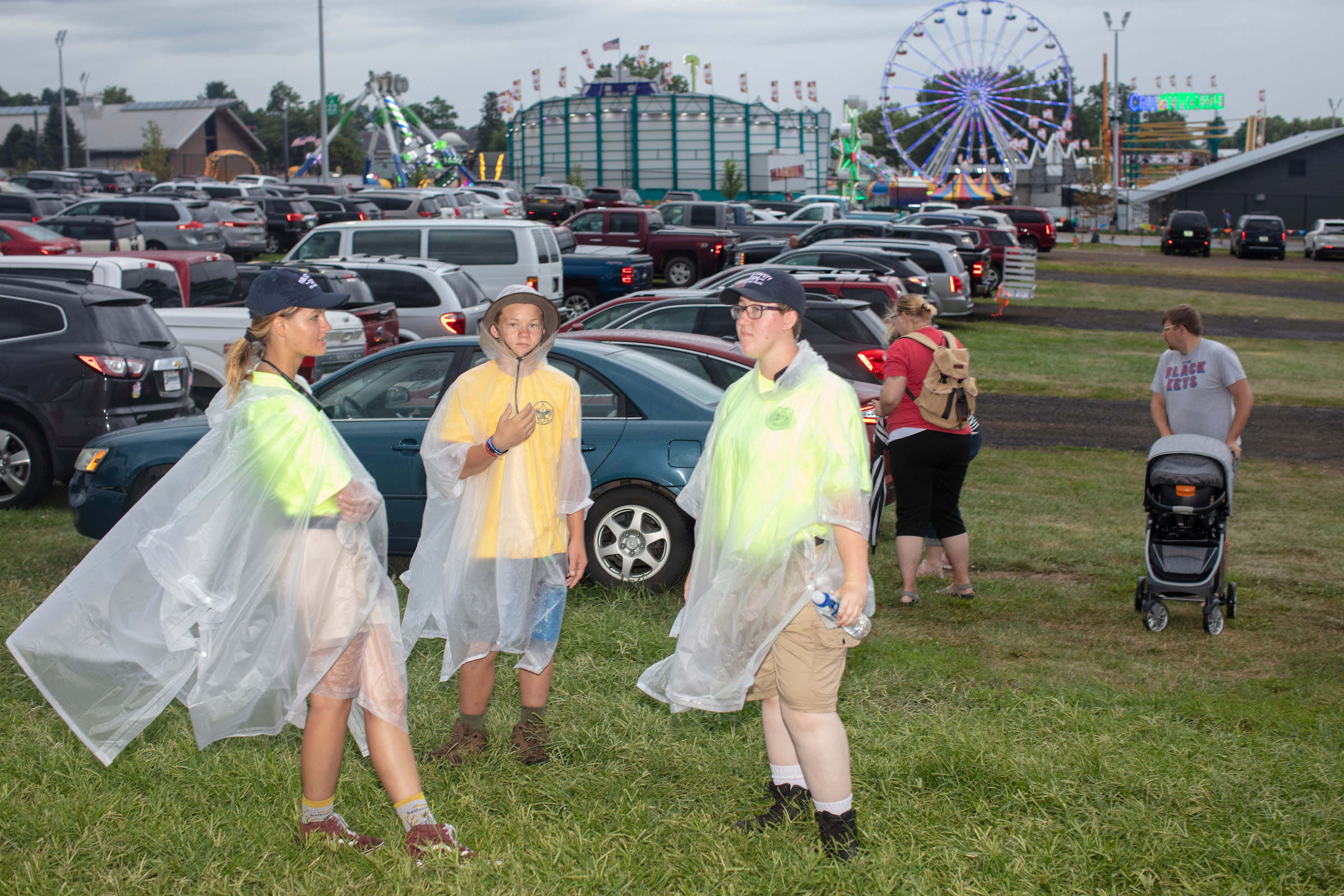 Parking attendants wait for cars at the Iowa State Fair on Aug. 11. (M. Scott Brauer for TIME)