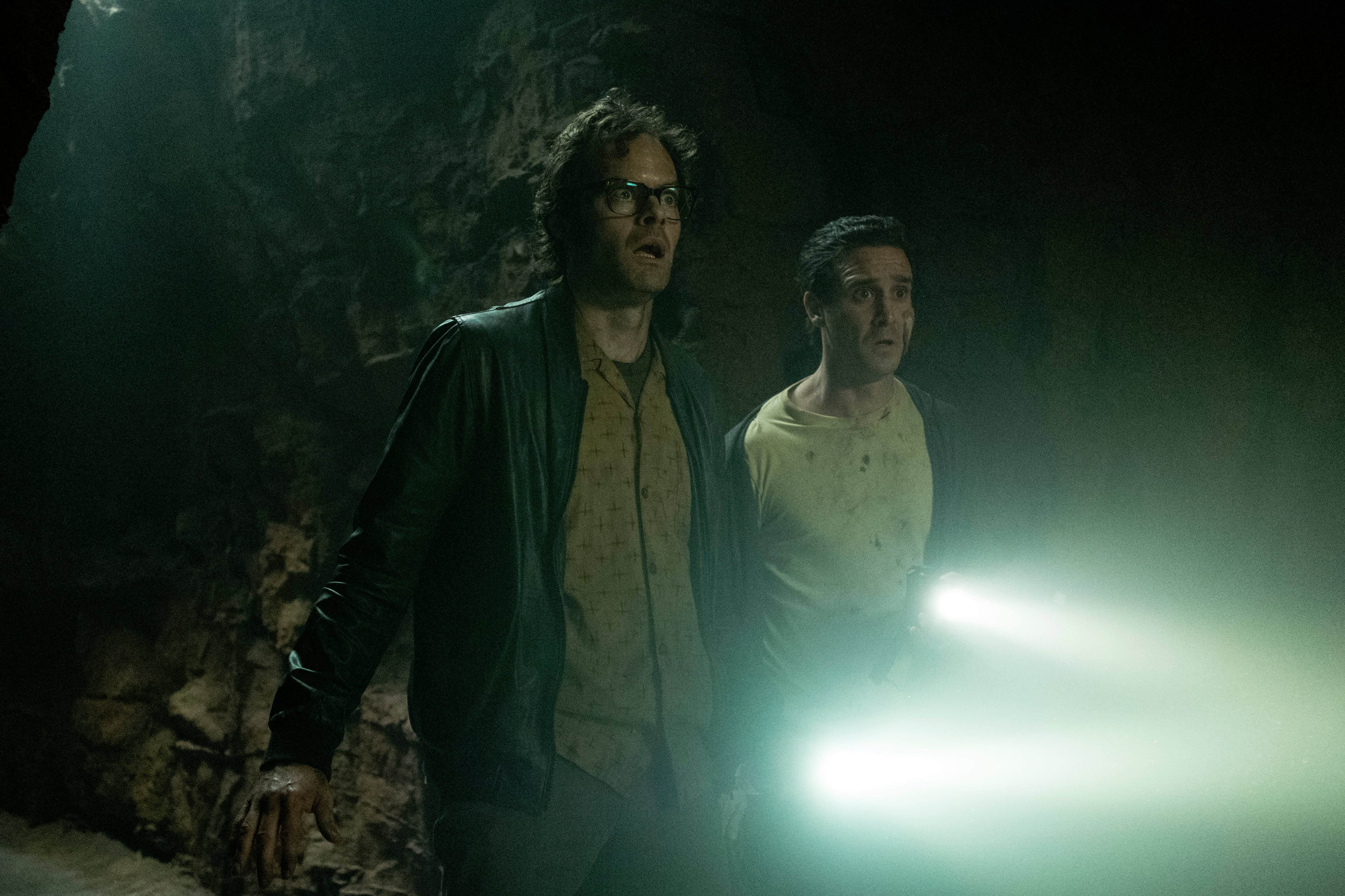 (L-r) Bill Hader as Richie Tozier and James Ransone as Eddie Kaspbrak in 'It Chapter Two' (Brooke Palmer—Warner Bros. Pictures)