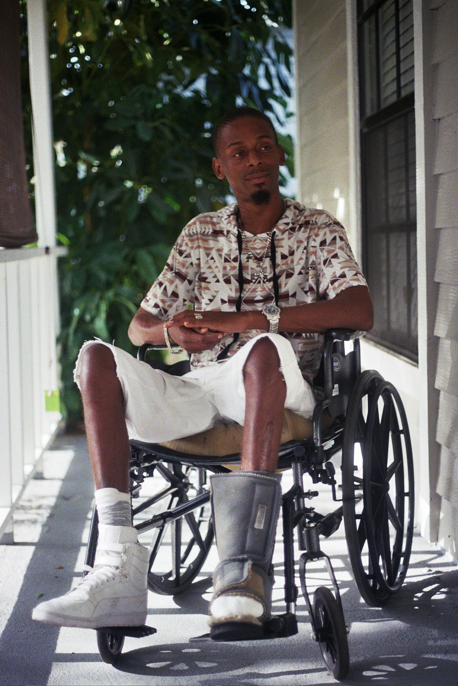 Florida shooting survivor Keinon Carter at his home in June 2017. (Joey Roulette)
