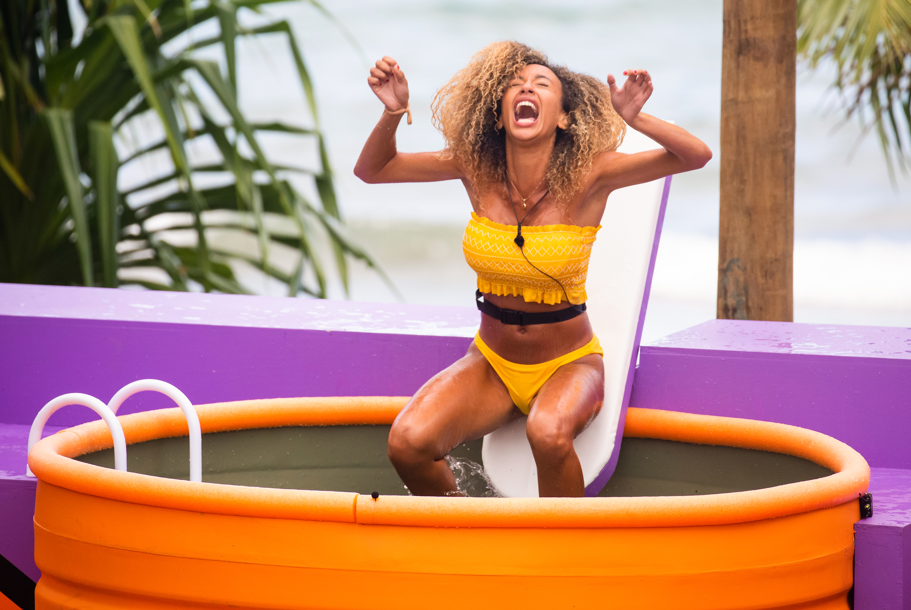 contestant Caro Viehweg competing in a challenge. (Colin Young-Wolff—CBS Broadcasting, Inc. 'Love Island')