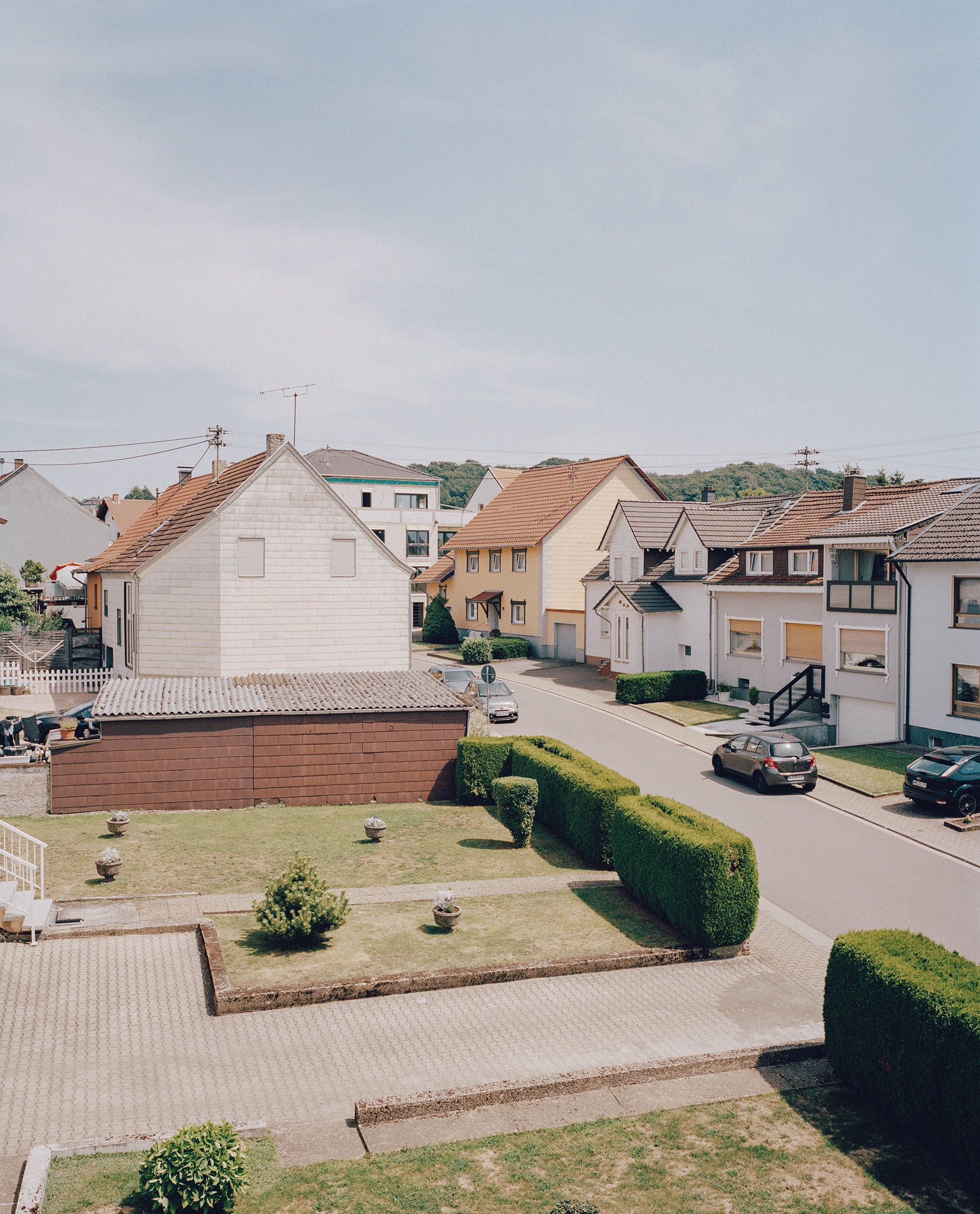 The view from the living room window of Walid Khalil Murad's house, overlooking a street in Theley village in Saarland, southern Germany on July 25, 2019. (Mustafah Abdulaziz for TIME)