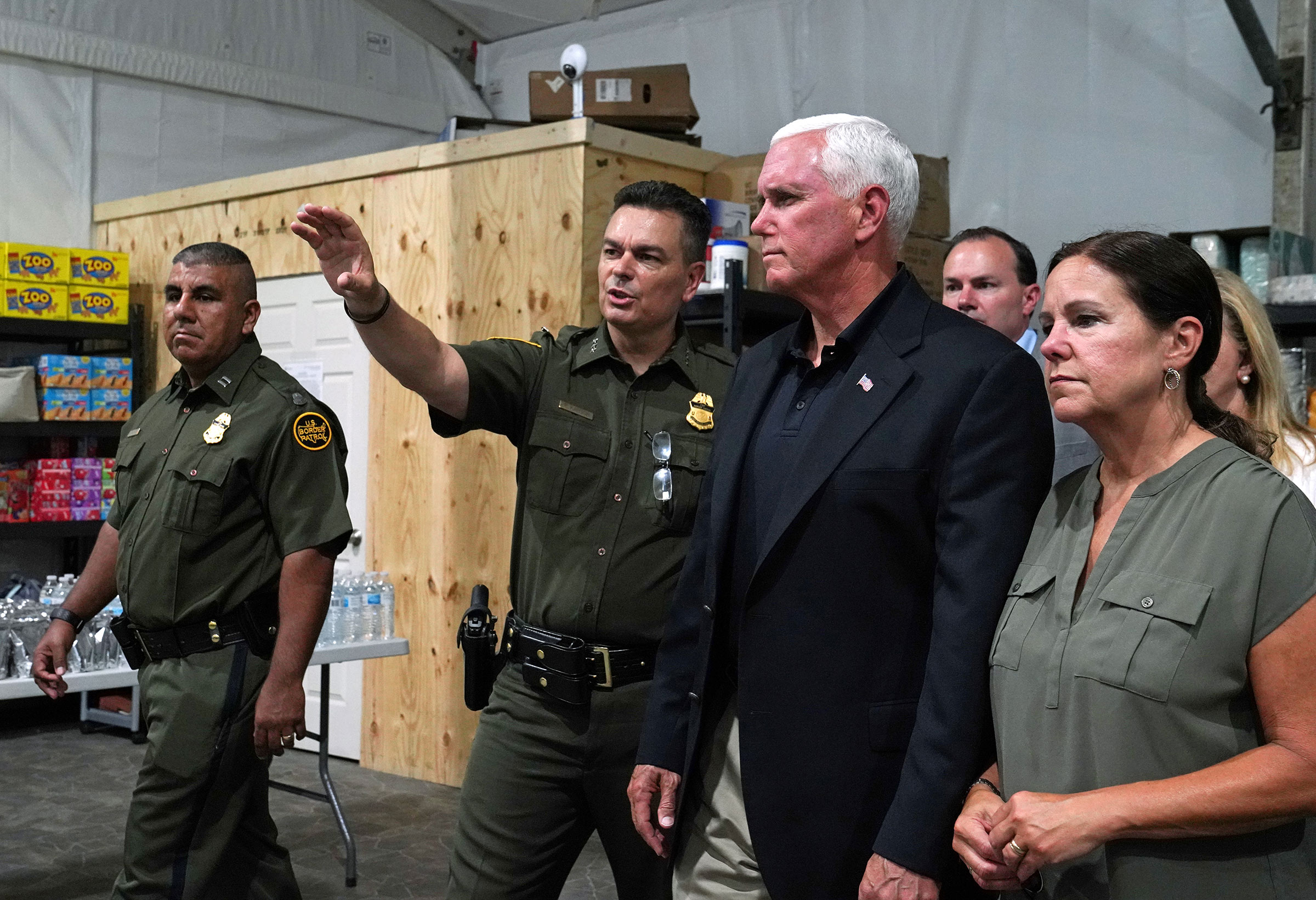 U.S. Vice President Mike Pence tours the Donna Soft-Sided Processing Facility in Donna, Texas, on July 12. (Veronica Cardenas—Reuters)