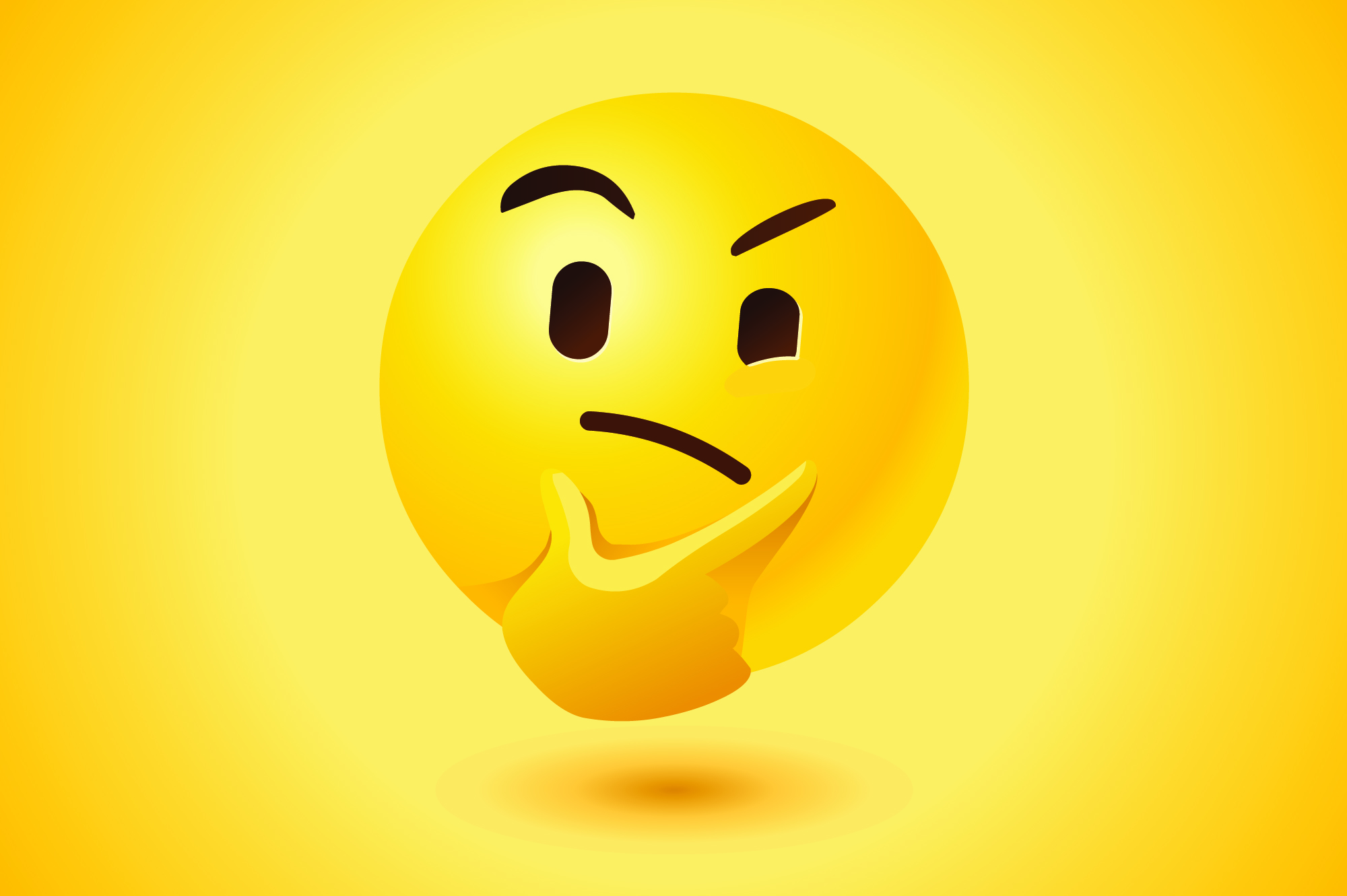 Yellow thinking face vector icon