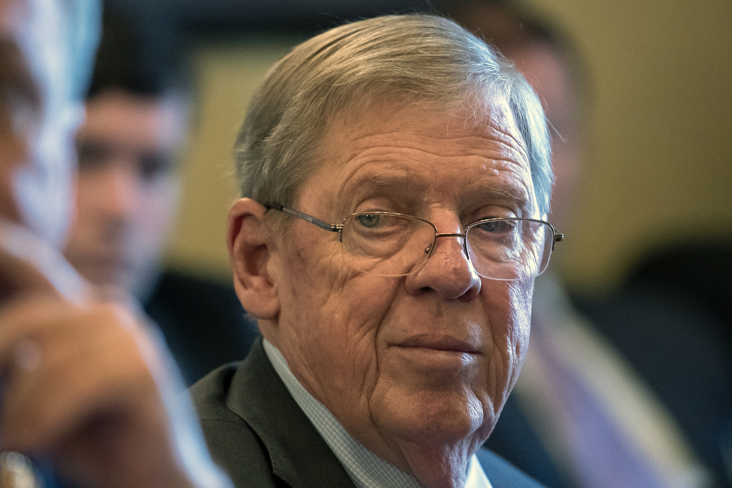 Johnny Isakson announced he is retiring from the U.S. Senate in December 2019, citing declining health. 
                      The Georgia Republican is pictured leading a meeting on Capitol Hill in Washington on Feb.14, 2019. (J. Scott Applewhite—AP)