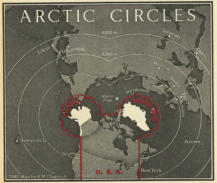 TIME 1947 Arctic Circles Map Greenland