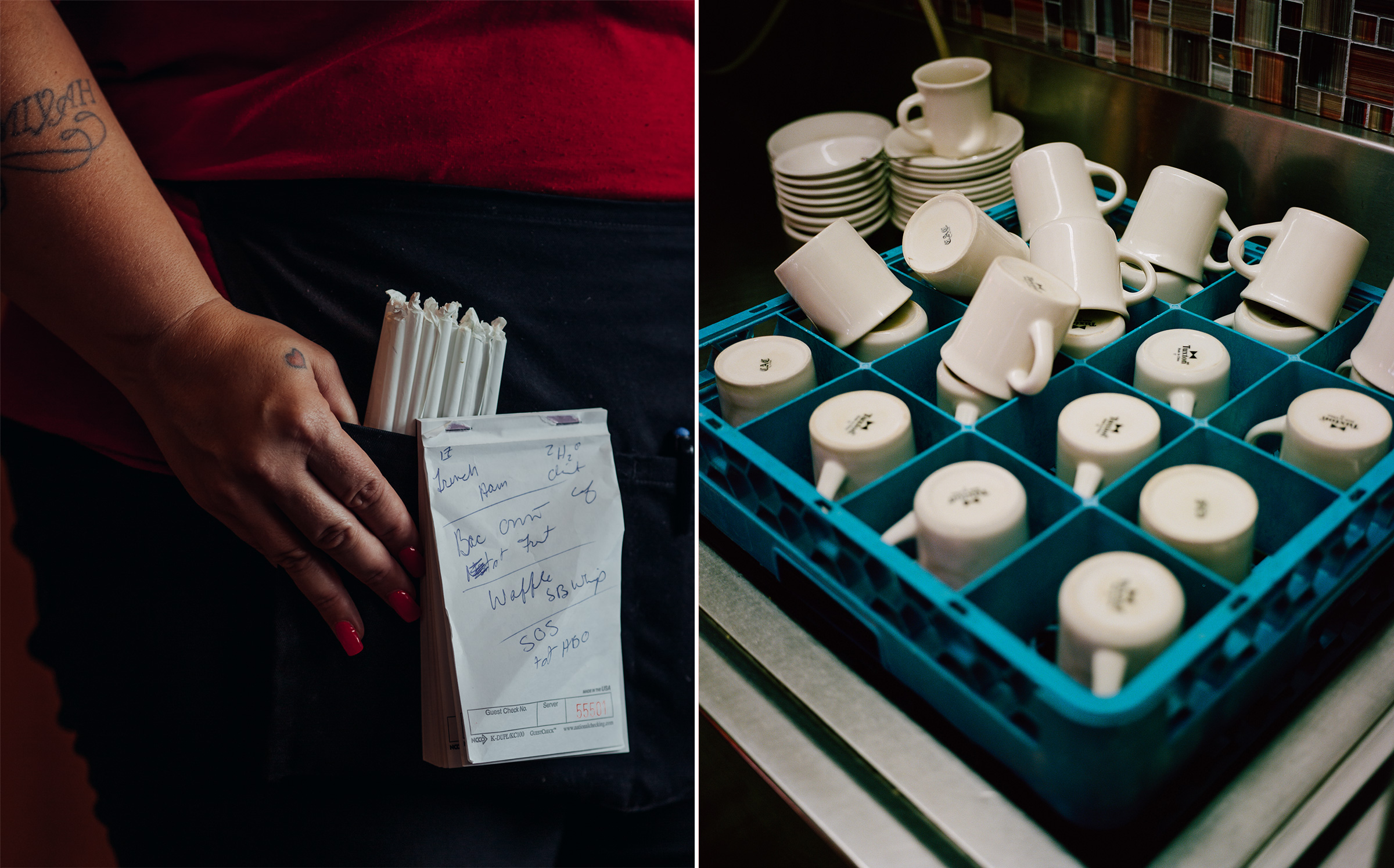Munce works eight-hour shifts at Broad Street Diner for $2.83 an hour; her tips are supposed to get her to $7.25 an hour, but they often don’t. (Sasha Arutyunova for TIME)