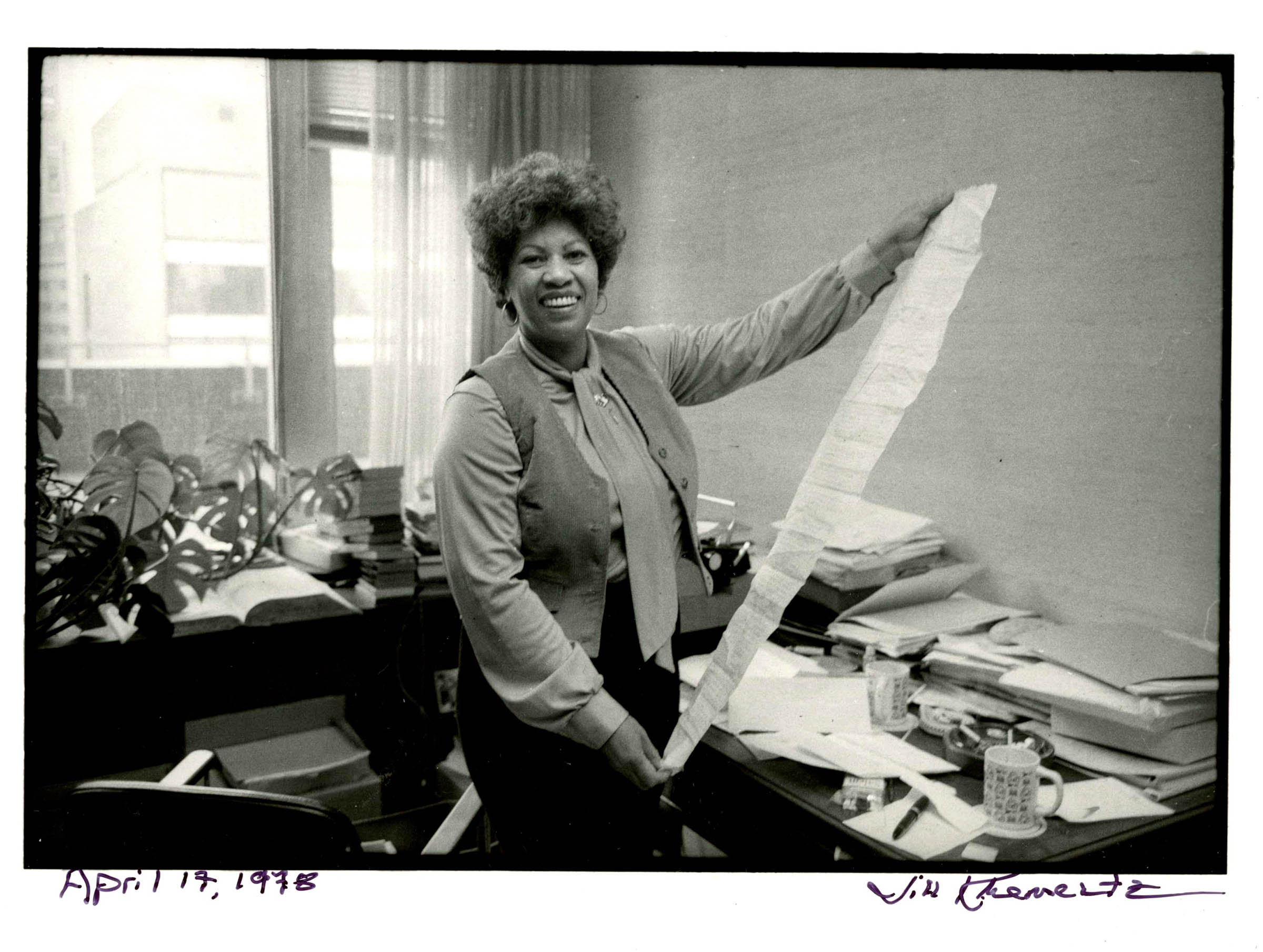 Morrison, in her office at Random House where she worked as an editor, on April 14, 1978. (Photograph © by Jill Krementz; All Rights Reserved.)