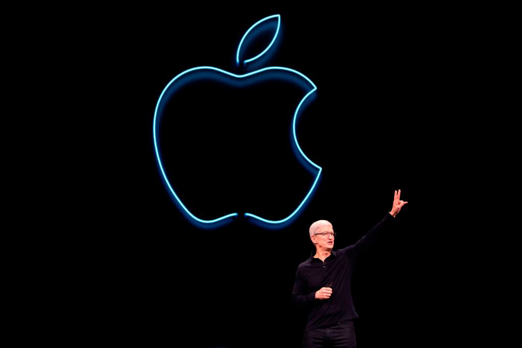 Apple CEO Tim Cook presents the keynote address during Apple's Worldwide Developer Conference (WWDC) in San Jose, California on June 3, 2019. (Photo by Brittany Hosea-Small / AFP)        (Photo credit should read BRITTANY HOSEA-SMALL/AFP/Getty Images) (BRITTANY HOSEA-SMALL&mdash;AFP/Getty Images)