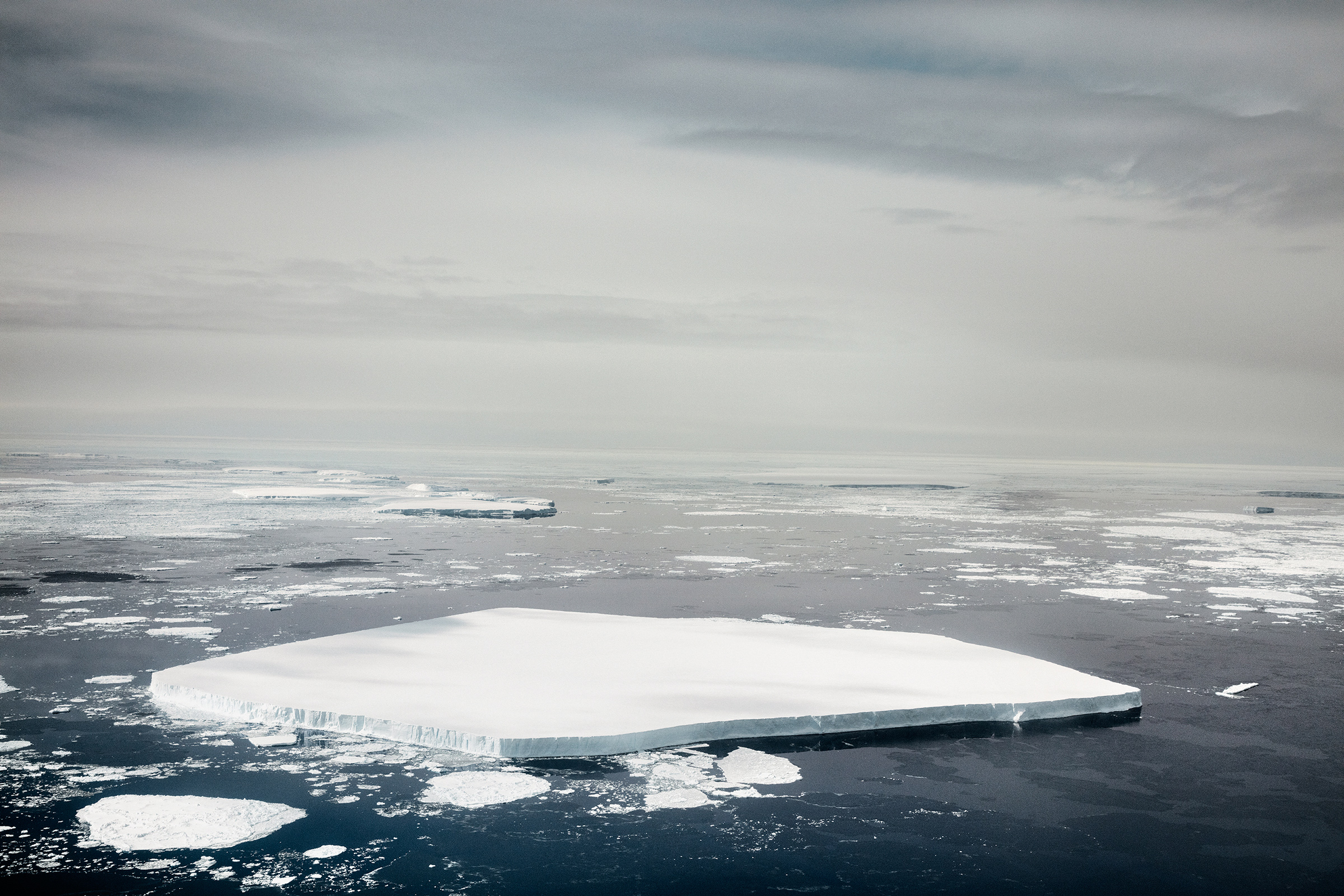 A massive chunk of free-floating sea ice is seen from above during NASA’s IceBridge mission in November 2017. (Paolo Pellegrin—Magnum Photos for TIME)