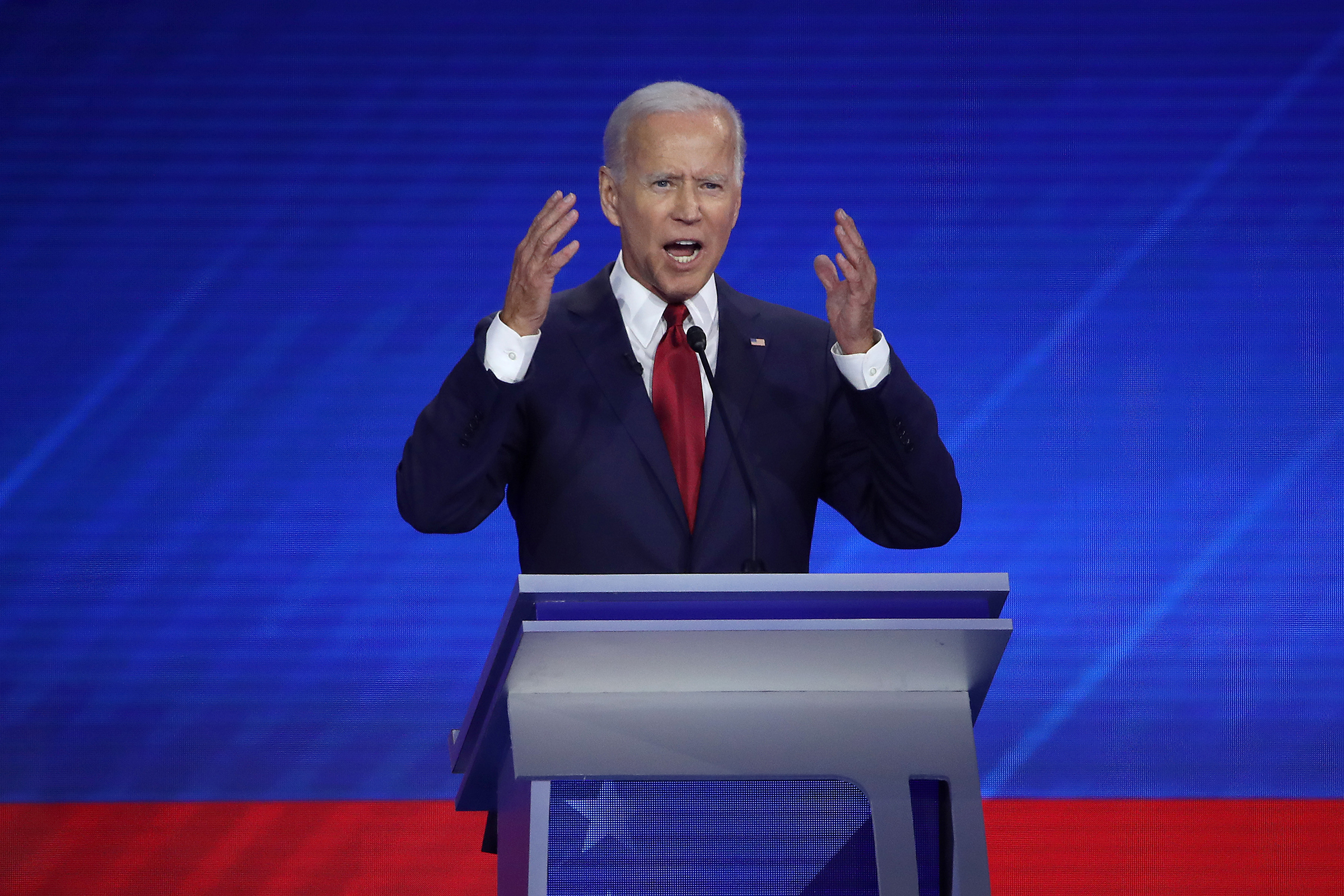Democratic presidential candidate former Vice President Joe Biden speaks during the Democratic Presidential Debate at Texas Southern University's Health and PE Center on September 12, 2019 in Houston, Texas. (Win McNamee—Getty Images)