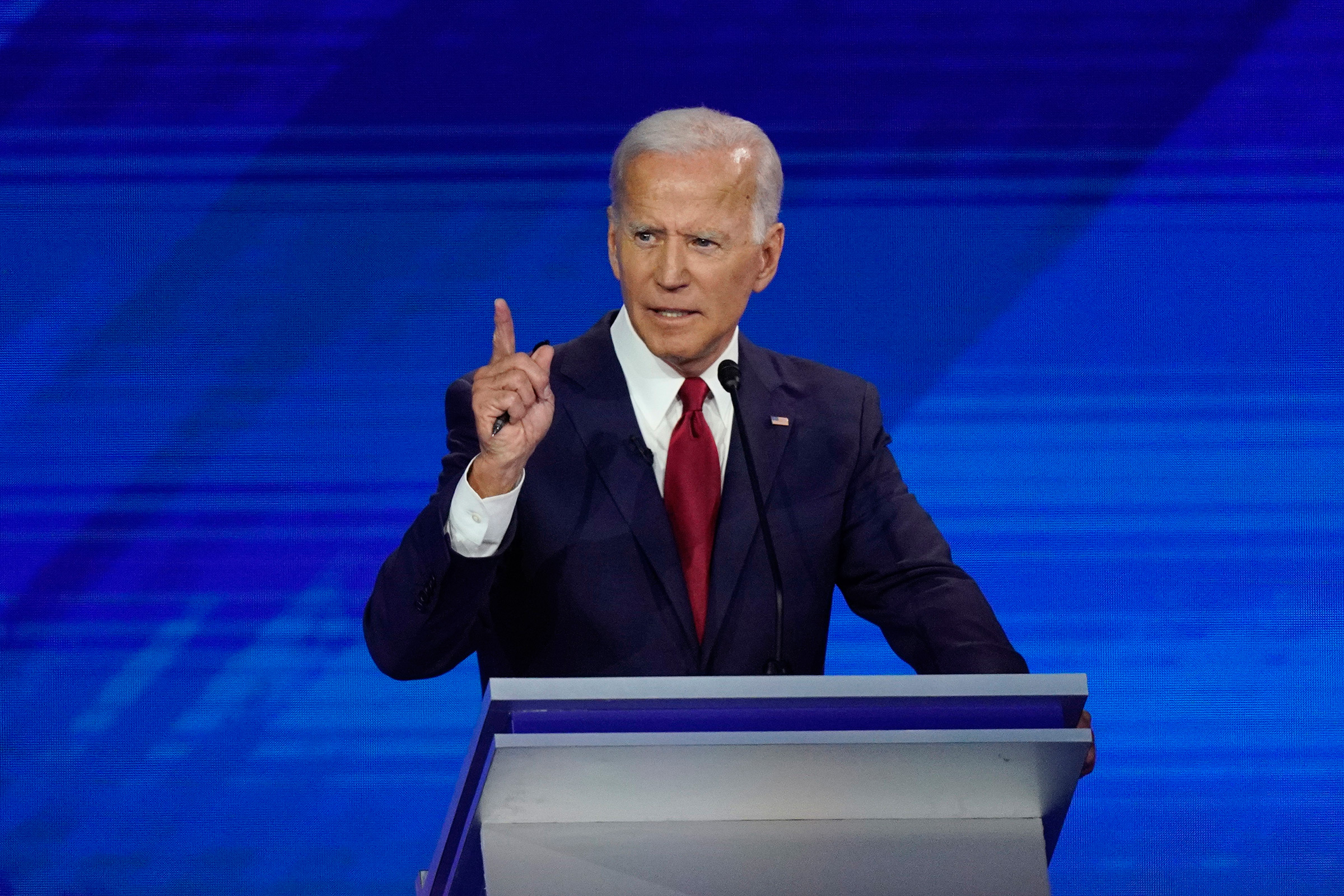Former Vice President Joe Biden responds to a question Sept. 12, 2019, during a Democratic presidential primary debate hosted by ABC at Texas Southern University in Houston. (David J. Phillip—AP)