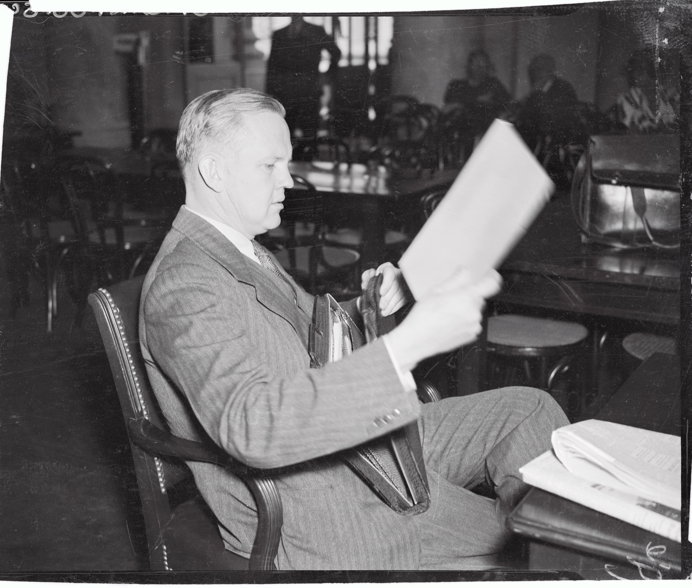 William Alfred Eddy, then president of Hobart and William Smith Colleges, at Geneva, N.Y., as he testified before the Senate Judiciary Committee in Washington, D.C., in 1937. (Bettmann—Bettmann Archive)