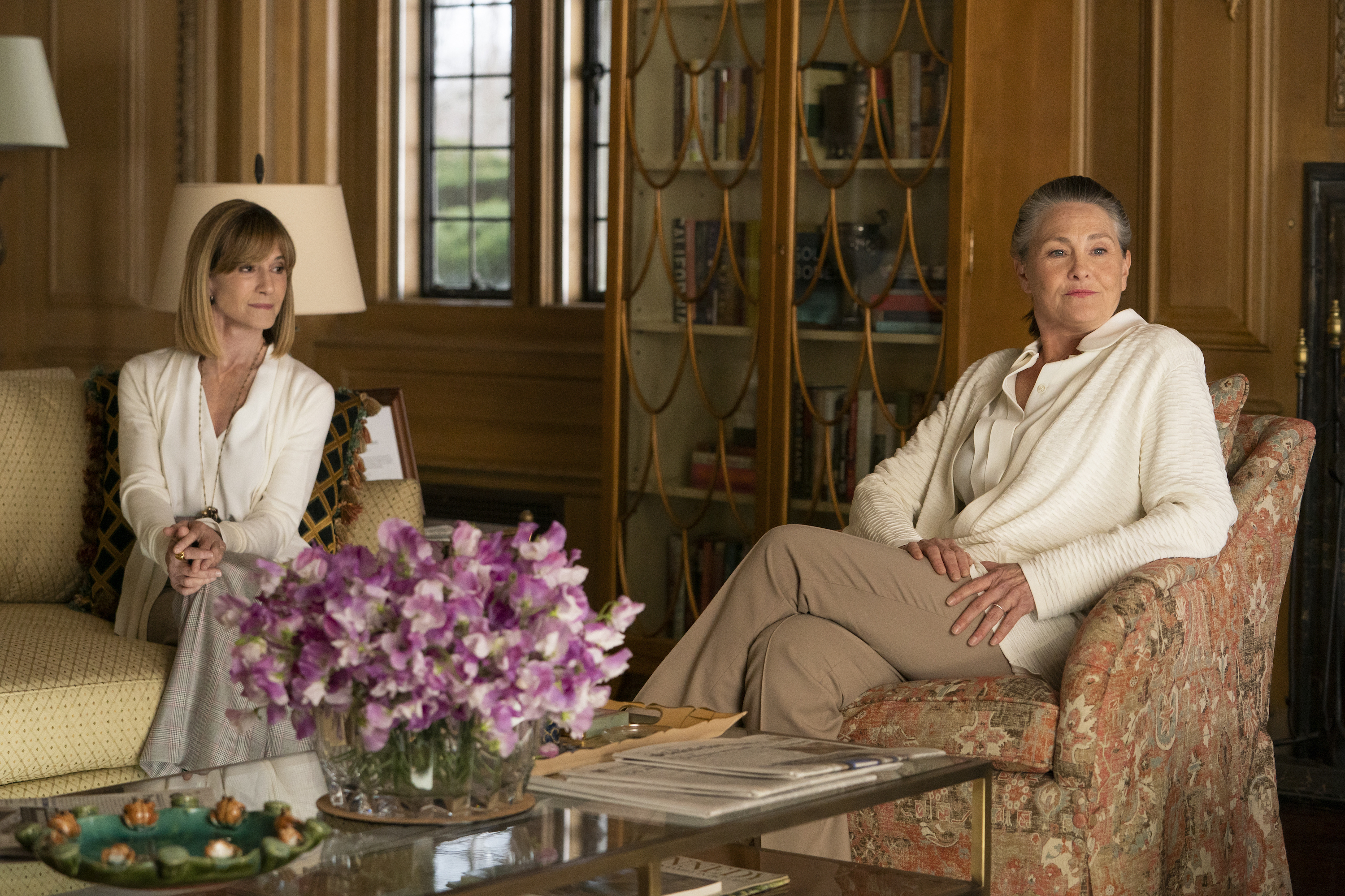 Cherry Jones, right, with Holly Hunter in "Succession." (Peter Kramer/HBO)