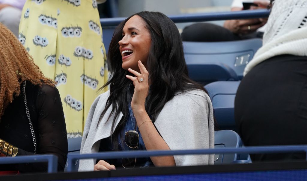 Meghan, Duchess of Sussex arrives to watch Serena Williams against Bianca Andreescu during the Women's Singles Finals match at the 2019 U.S. Open at the USTA Billie Jean King National Tennis Center in New York on Sept. 7, 2019. (TIMOTHY A. CLARY—AFP/Getty Images)