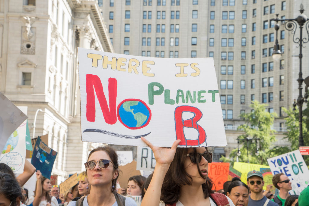 Students in New York demonstrating on the 20th September Climate Strike, part of a worldwide day of climate strikes on 20th September 2019. The truth is that governments and the fossil fuel industry bear the real responsibility for this crisis, writes Tessa Khan. (Barbara Alper&mdash;Getty Images)
