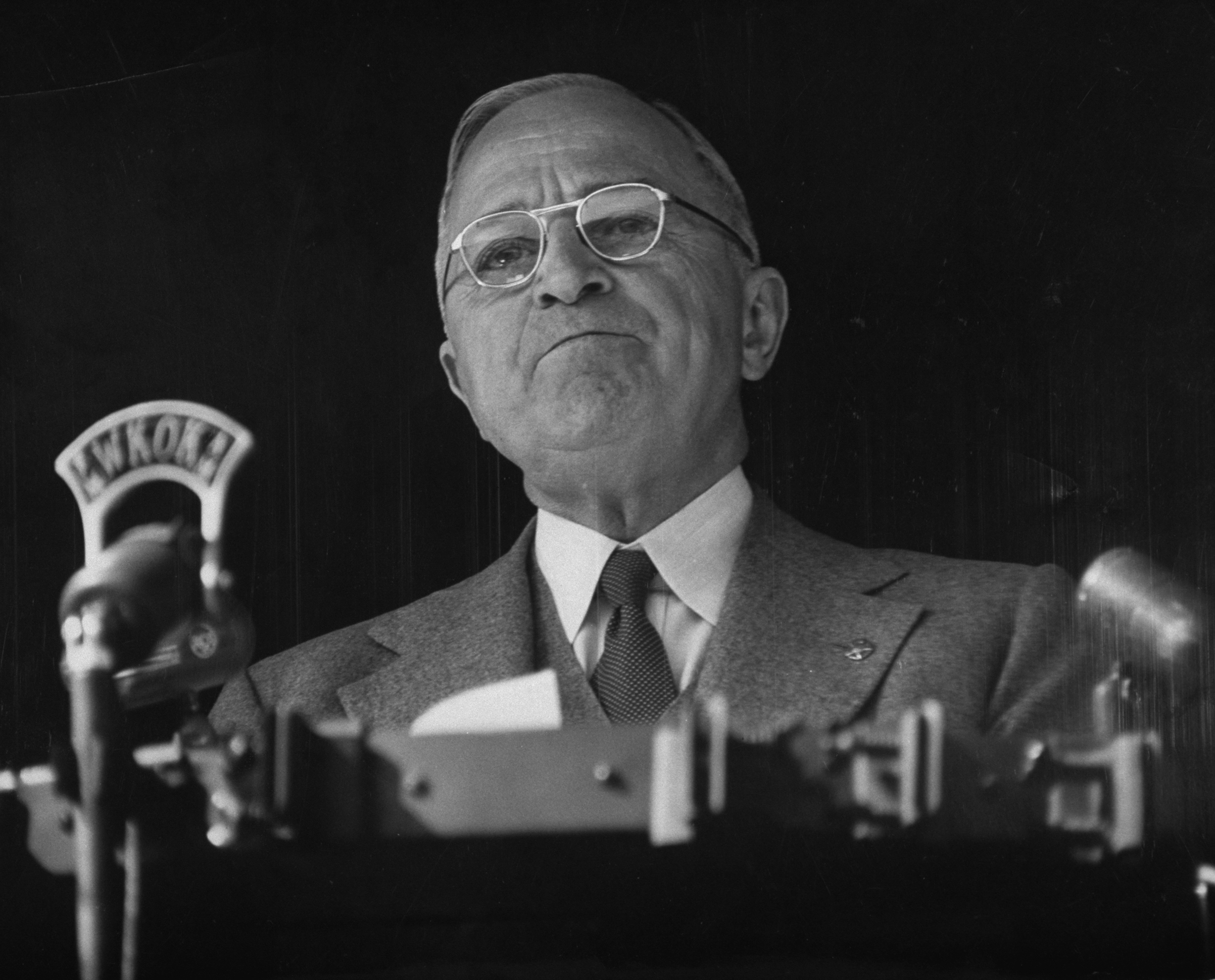 Harry S. Truman making a campaign speech in 1952 (Yale Joel—The LIFE Picture Collection via Getty Images)
