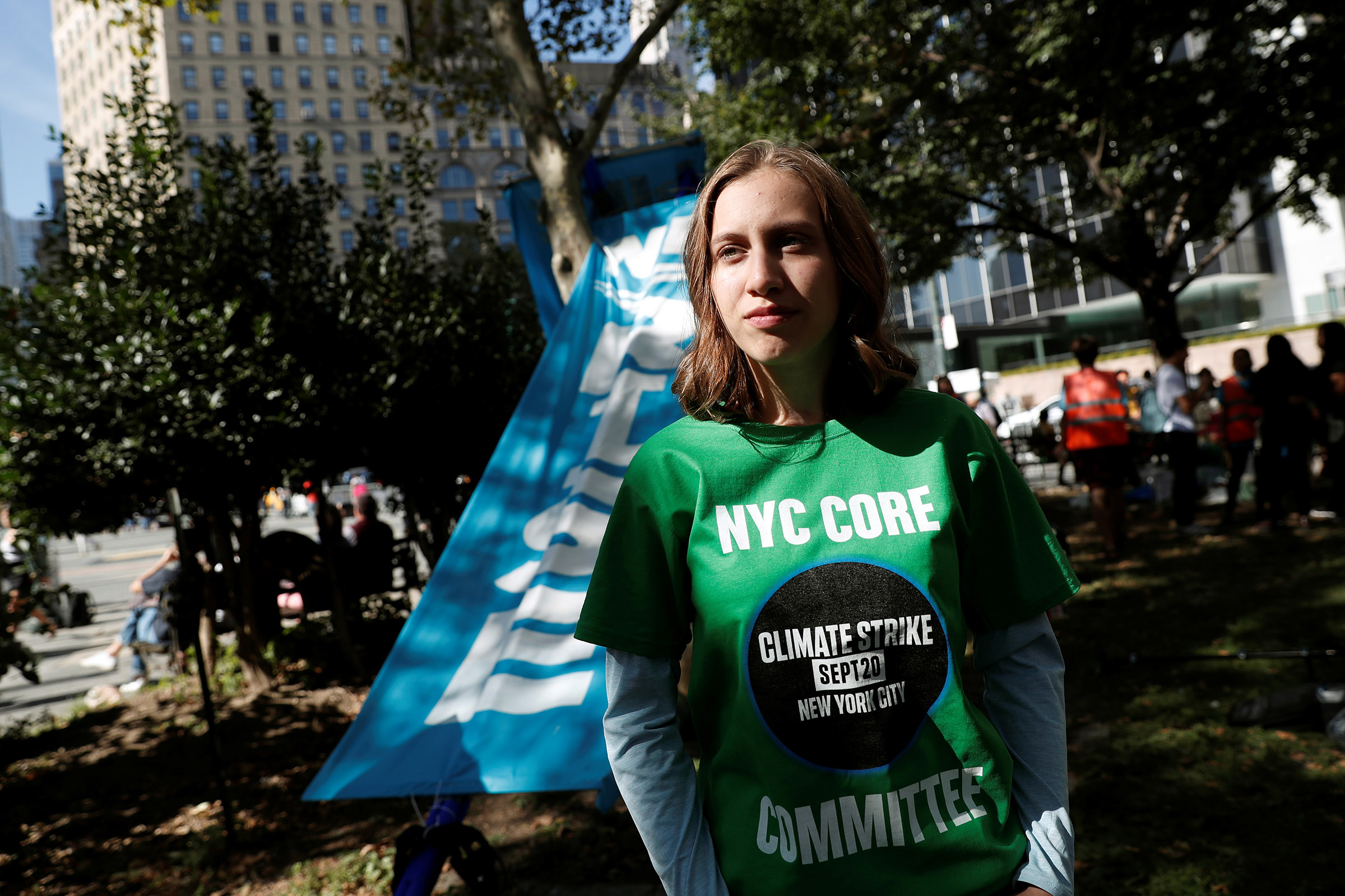 14-year-old activist Alexandria Villasenor takes part in a demonstration as part of the Global Climate Strike in Manhattan in New York