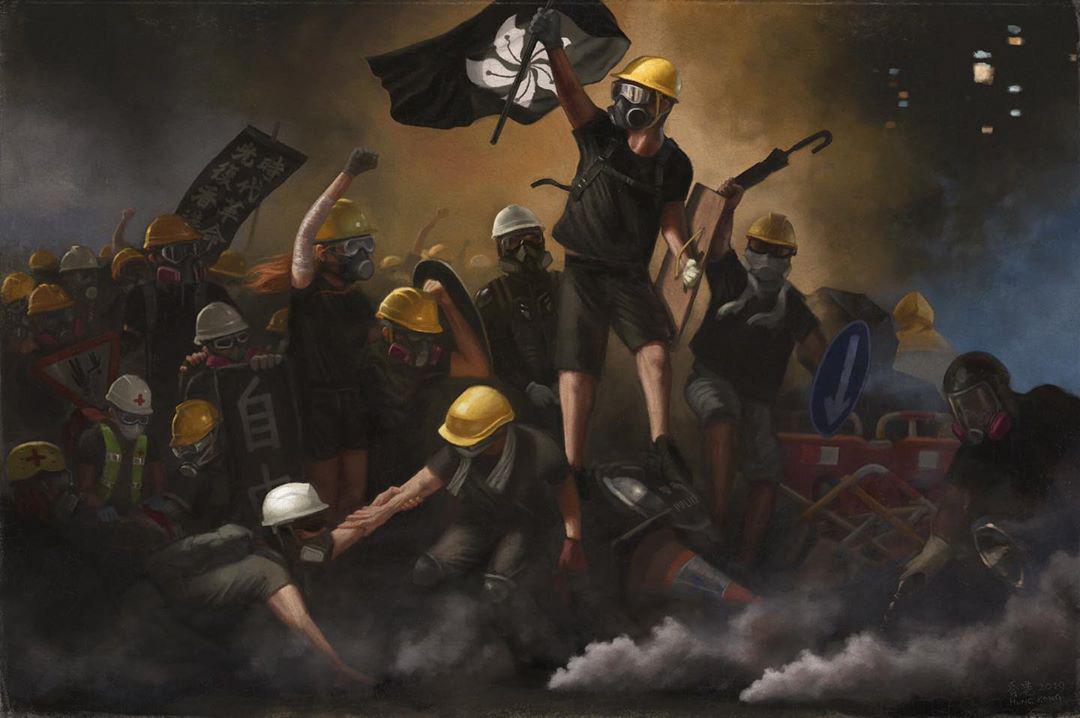 An adaptation of the painting 'Liberty Leading the People' by @harcourtromanticist