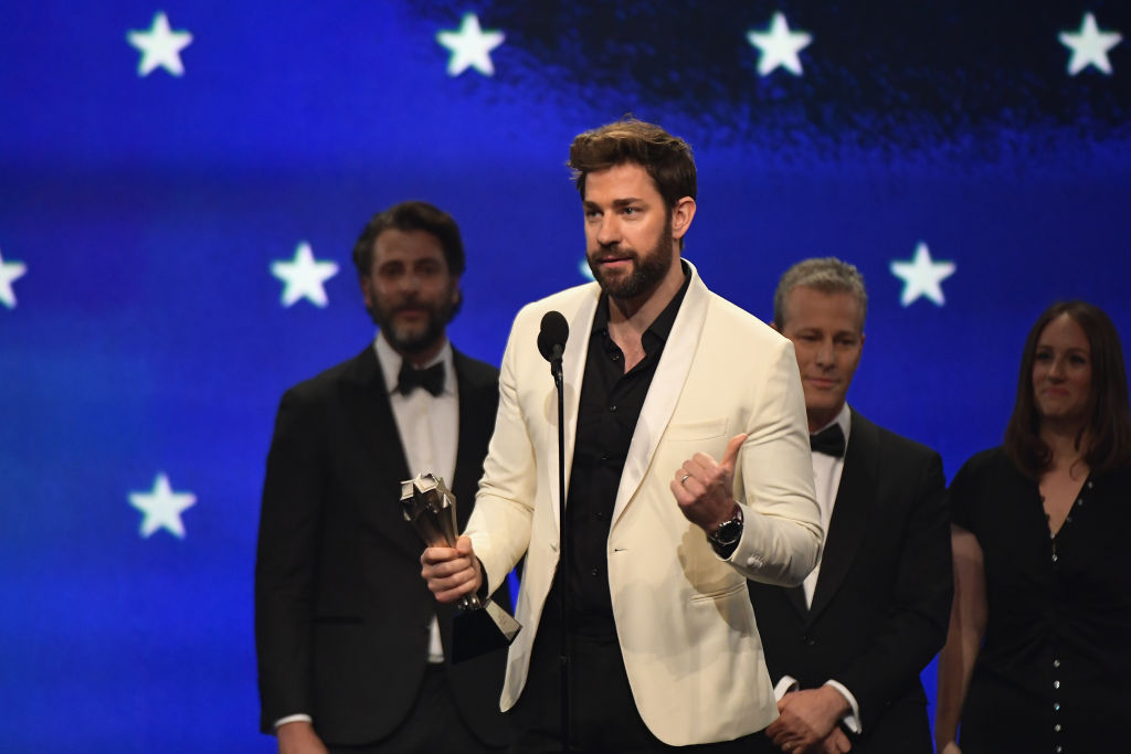 John Krasinski accepts Best Sci-Fi or Horror Film for 'A Quiet Place' onstage during the 24th annual Critics' Choice Awards at Barker Hangar on January 13, 2019 in Santa Monica, California. (Matt Winkelmeyer—Getty Images)