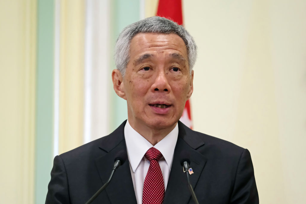 Singapore's Prime Minister Lee Hsien Loong speaks during a news conference in Putrajaya, Malaysia, on April 9, 2019. (Samsul Said&mdash;Bloomberg/Getty Images)