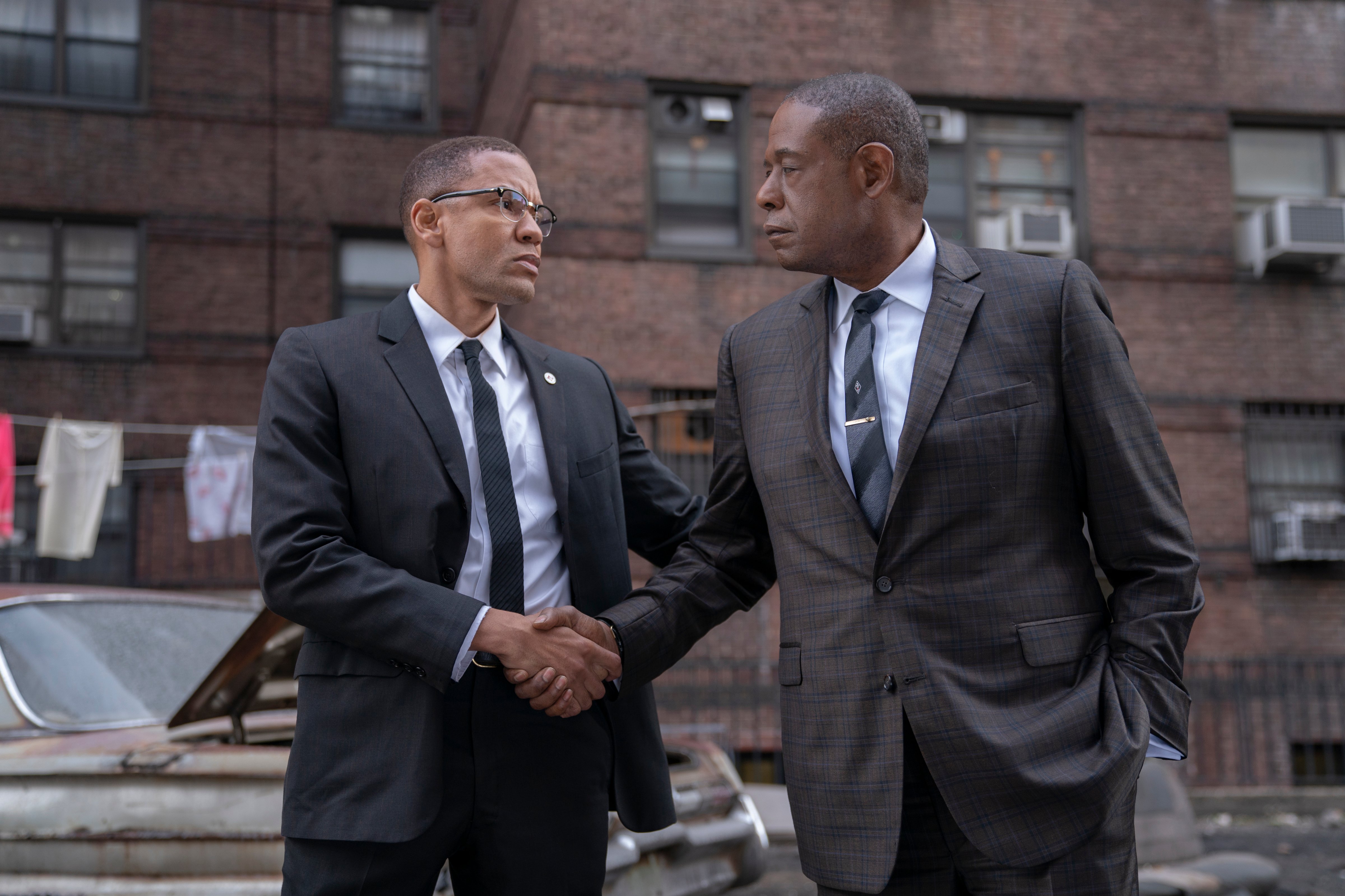 Malcolm X (Nigél Thatch) and Johnson (Forest Whitaker) make a deal. (Photo Courtesy David Lee/EPIX)