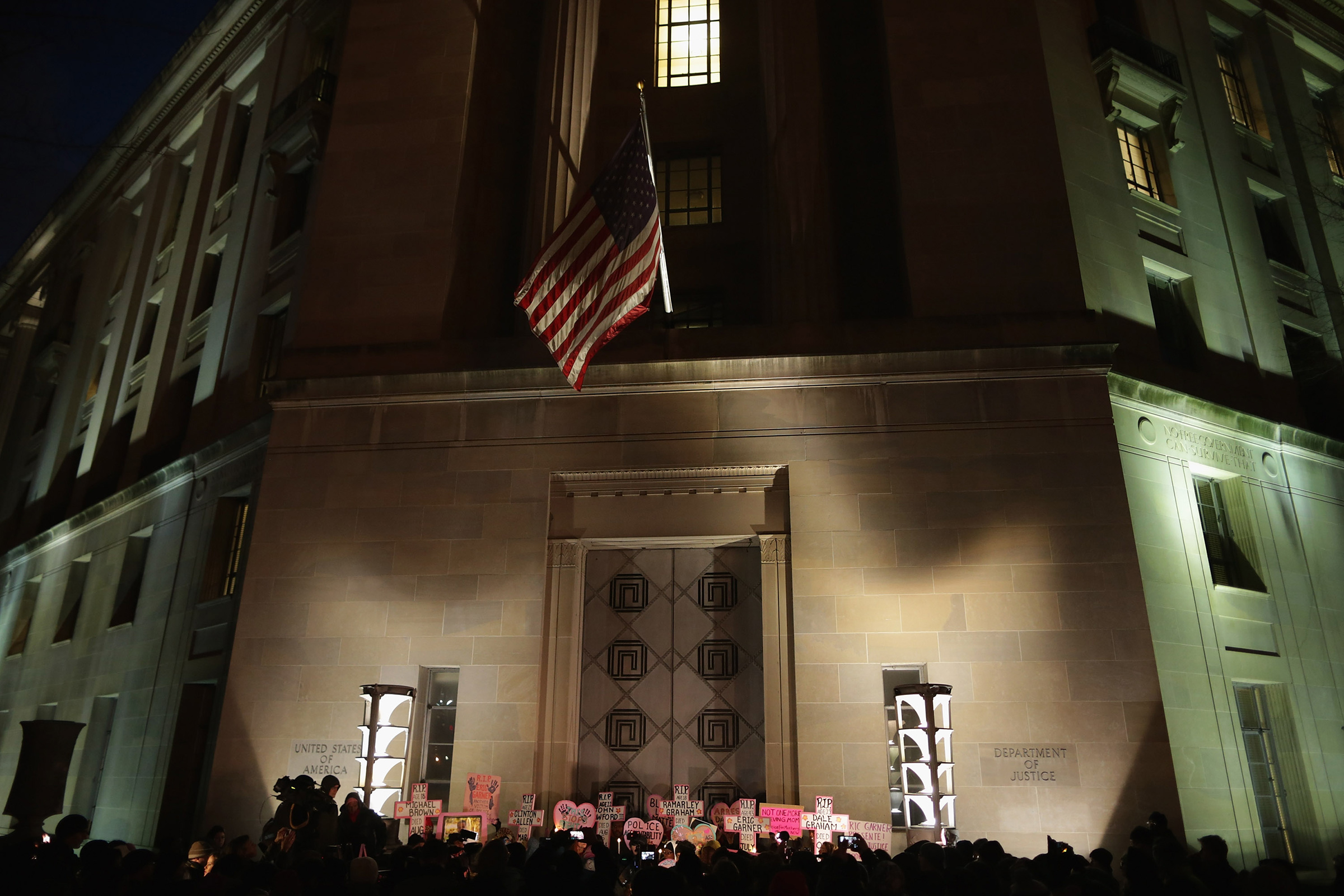 Code Pink for Peace and Mothers Against Police Brutality organize a protest outside the Justice Department, joining mothers whose unarmed sons where killed by police and other demonstrators in Washington, D.C. on Dec. 10, 2014. (Chip Somodevilla—Getty Images)
