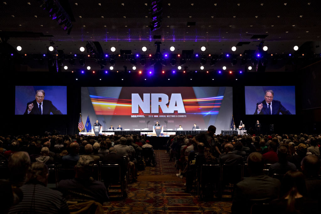 Wayne LaPierre, chief executive officer of the National Rifle Association (NRA), speaks during the NRA annual meeting of members in Indianapolis, Indiana, U.S., on Saturday, April 27, 2019. (Bloomberg&mdash;Bloomberg via Getty Images)