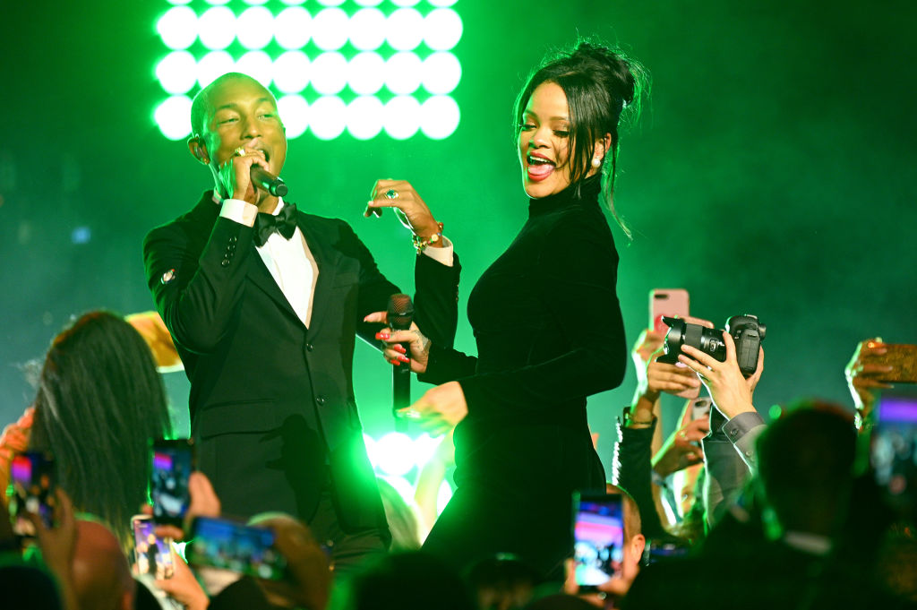 Pharrell Williams and Rihanna perform on stage during Rihanna's 5th Annual Diamond Ball Benefitting The Clara Lionel Foundation at Cipriani Wall Street on September 12, 2019 in New York City. (Dave Kotinsky—Getty Images for Diamond Ball)