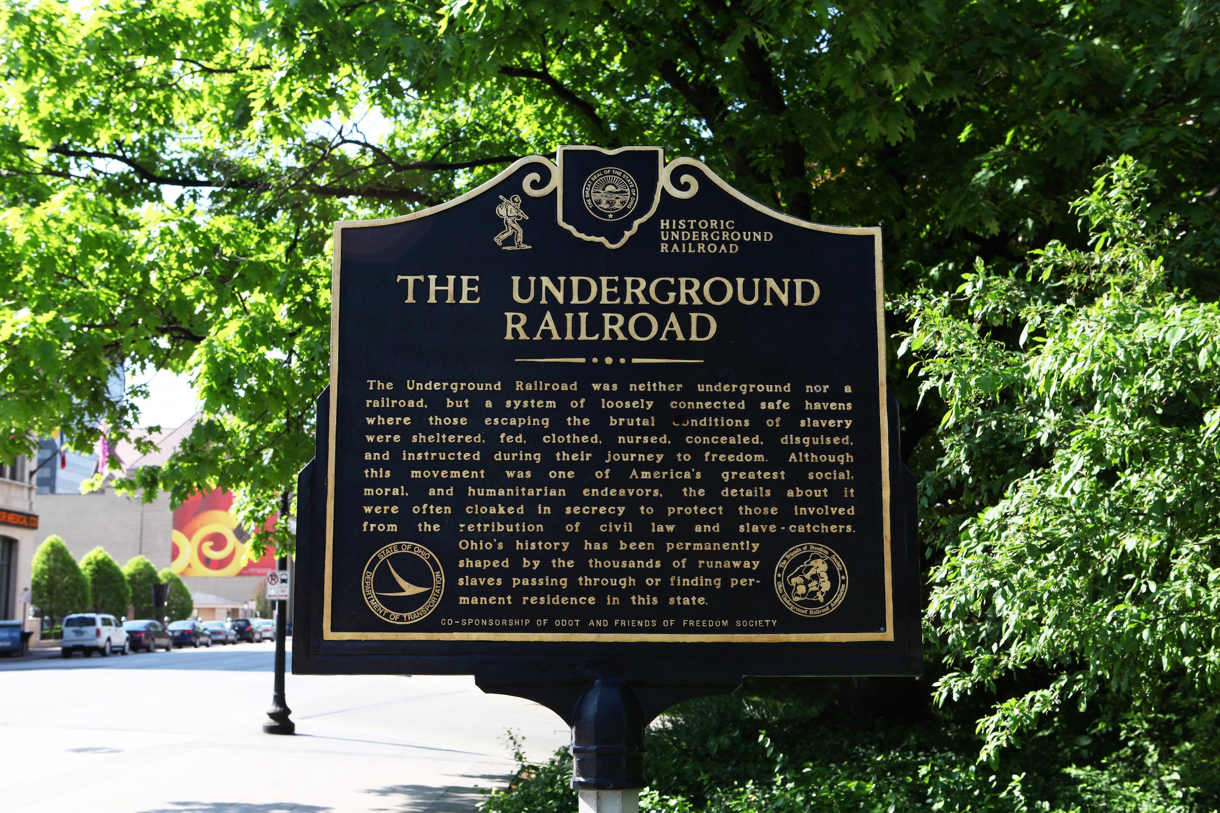 An Underground Railroad historic marker on May 16, 2014 in Columbus, Ohio (Raymond Boyd—Getty Images)