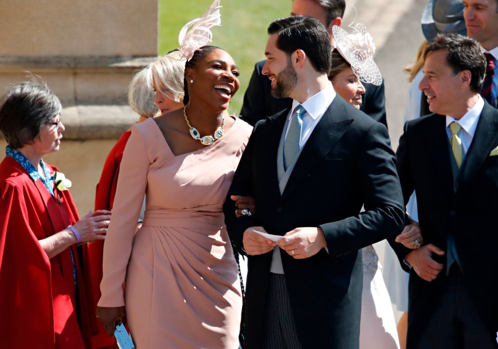 Meghan Markle's friend, US tennis player Serena Williams and her husband US entrepreneur Alexis Ohanian arrive for the wedding ceremony of Britain's Prince Harry, Duke of Sussex and Meghan Markle at St George's Chapel, Windsor Castle, in Windsor, on May 19, 2018. (Photo by Odd ANDERSEN / POOL / AFP (ODD ANDERSEN—AFP/Getty Images)