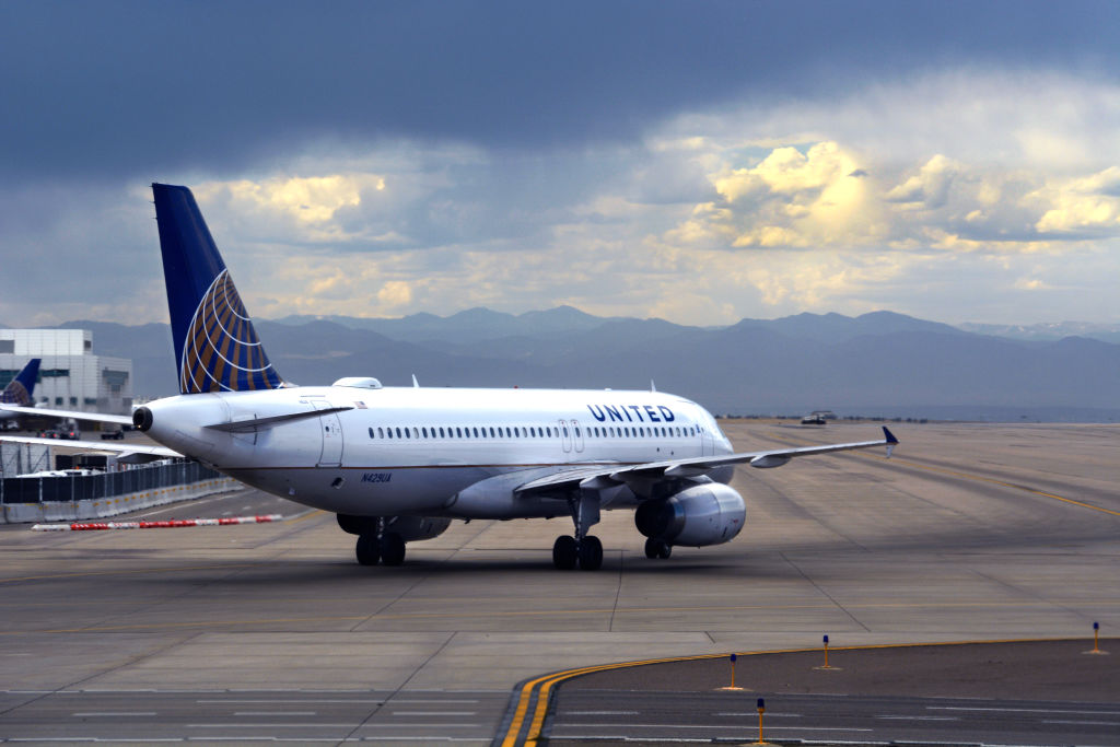 A United Airlines Airbus A320 passenger jet taxis at Denver International Airport in Denver on Sept. 4, 2019. (Robert Alexander&mdash;Getty Images)