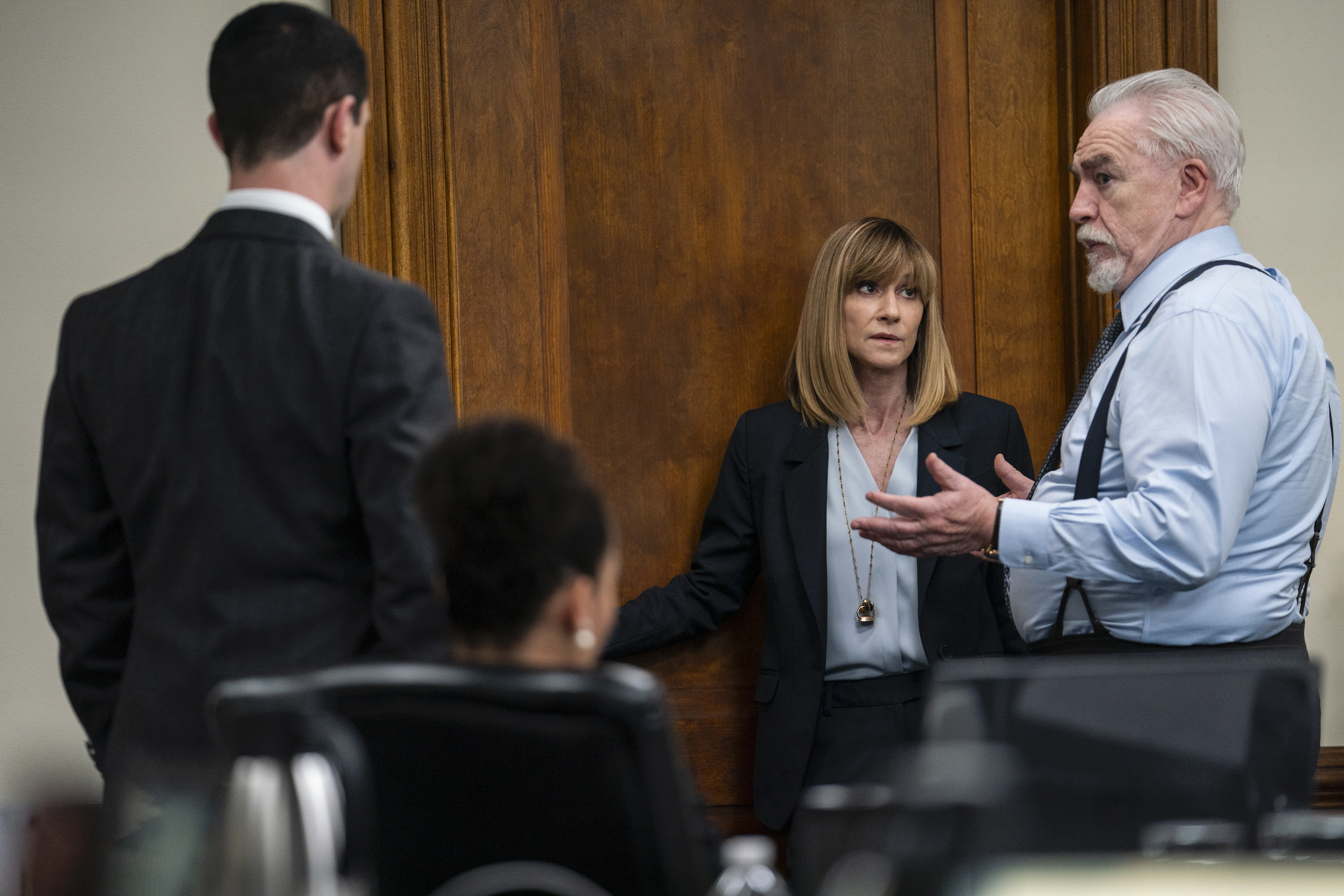 Holly Hunter (center) in Season 2, Episode 9 of 'Succession.'