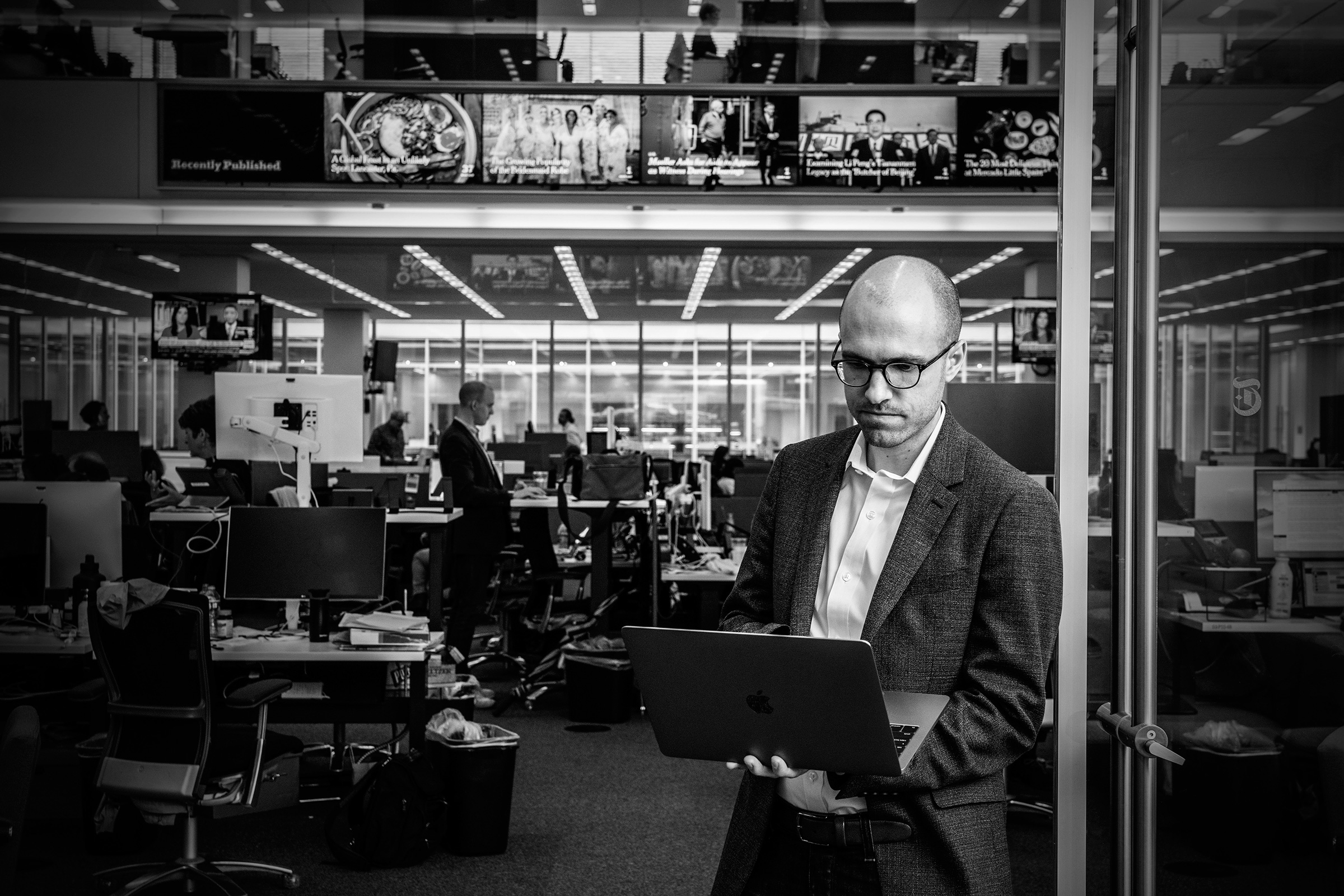 New York Times publisher A.G. Sulzberger in the newsroom (Mark Peterson—Redux for TIME)