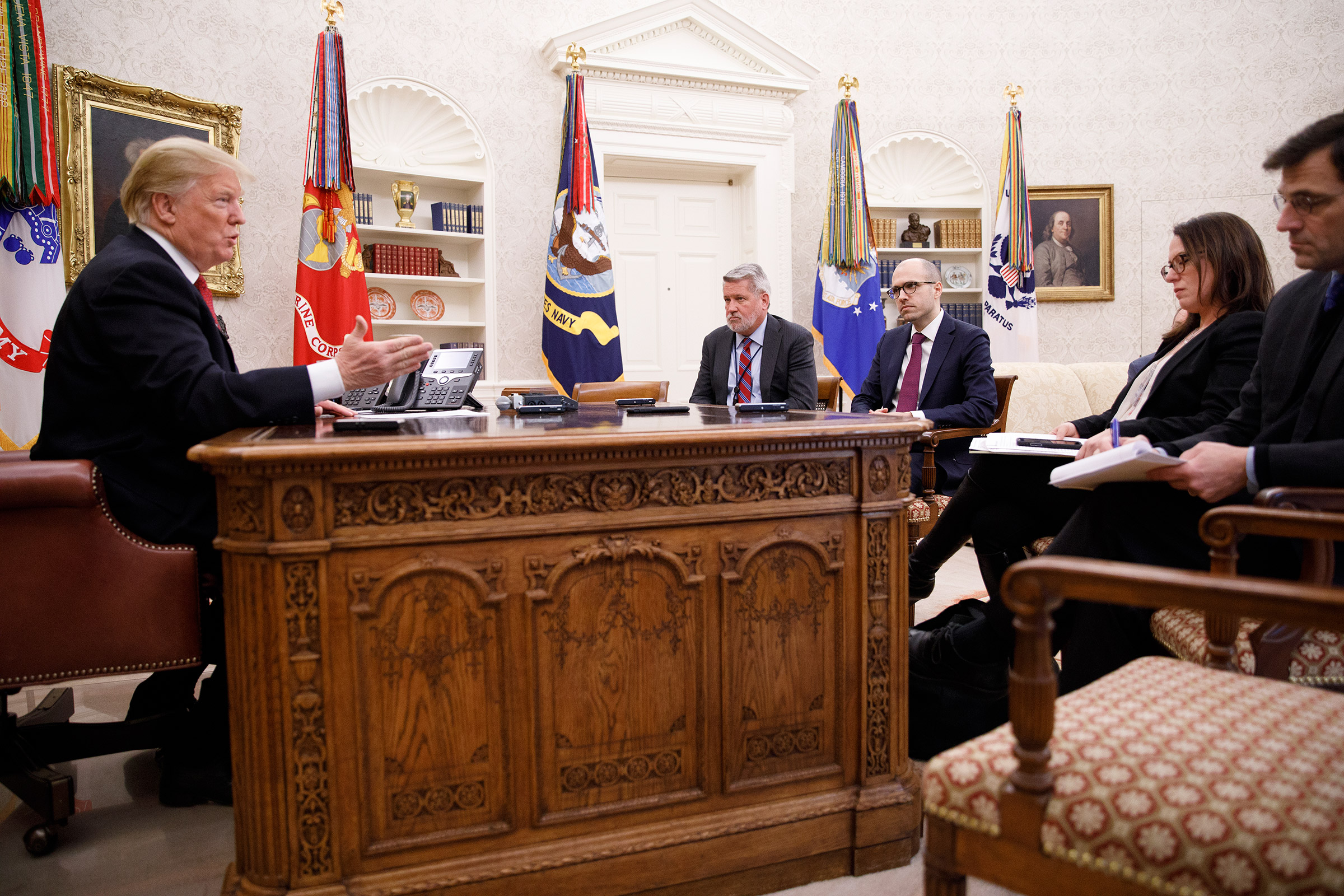 Sulzberger, right, in the second White House meeting, on Jan. 31